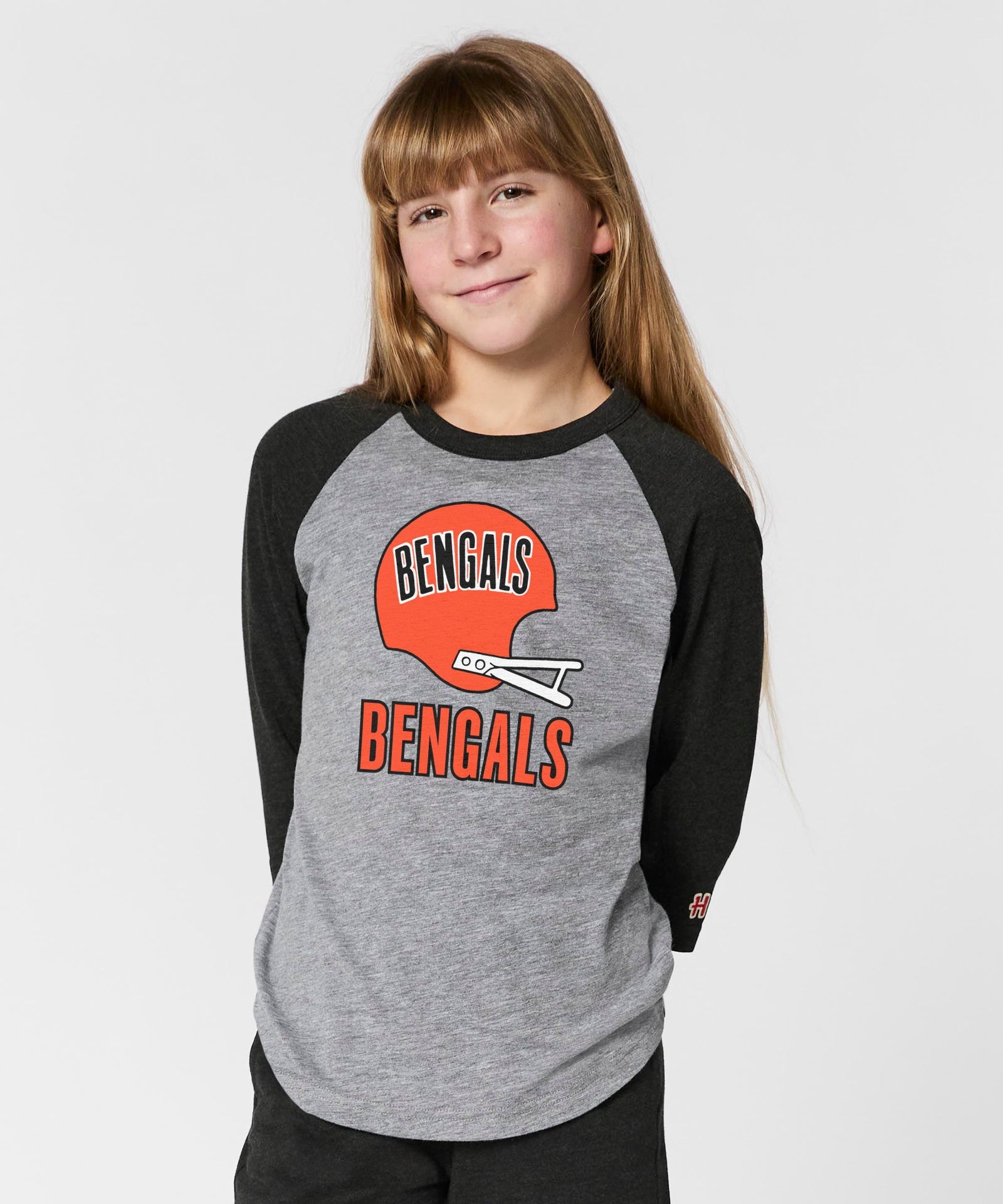 youth cincinnati bengals big helmet raglan