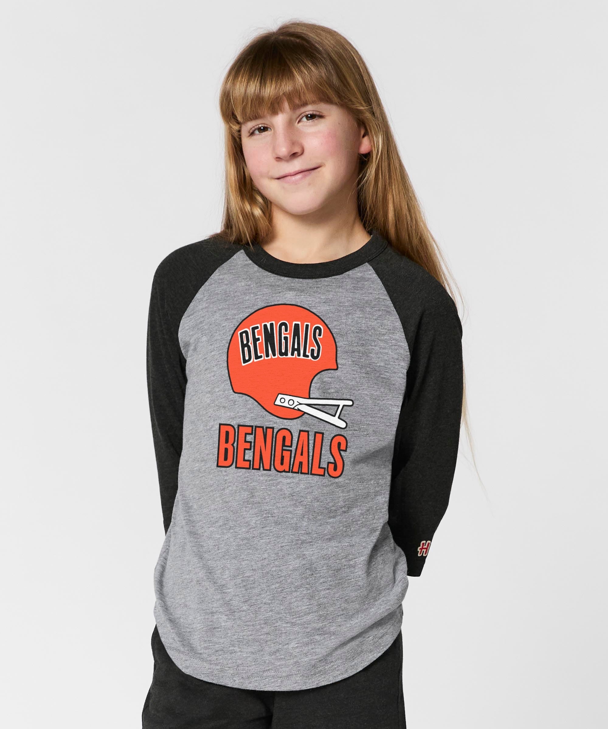 youth cincinnati bengals big helmet raglan