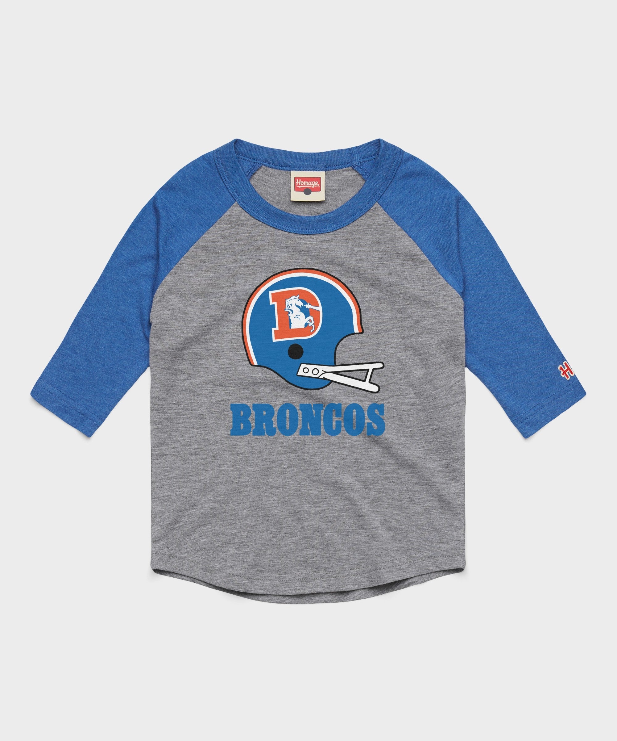 youth denver broncos big helmet raglan