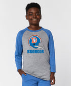 youth denver broncos big helmet raglan