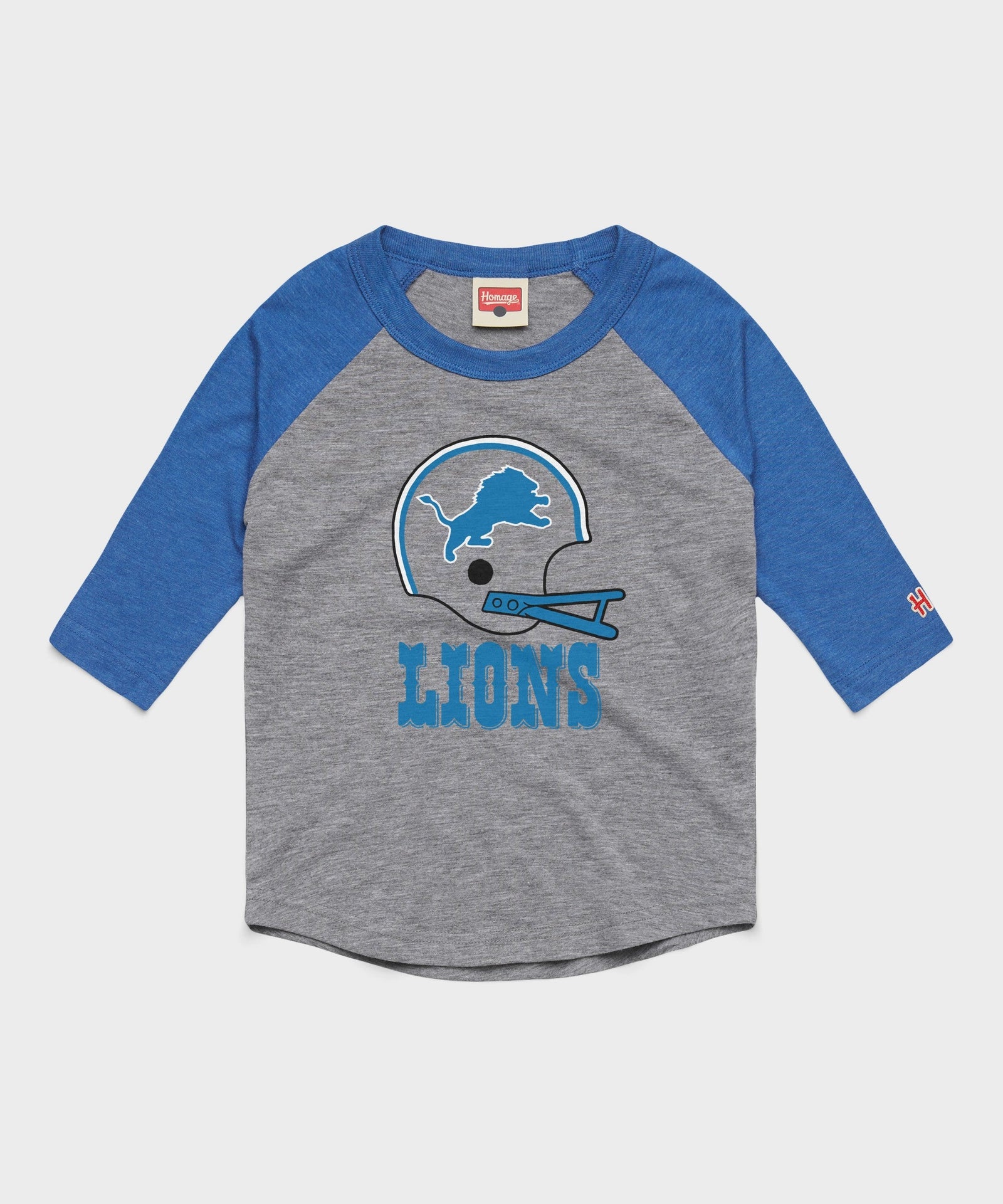 youth detroit lions big helmet raglan