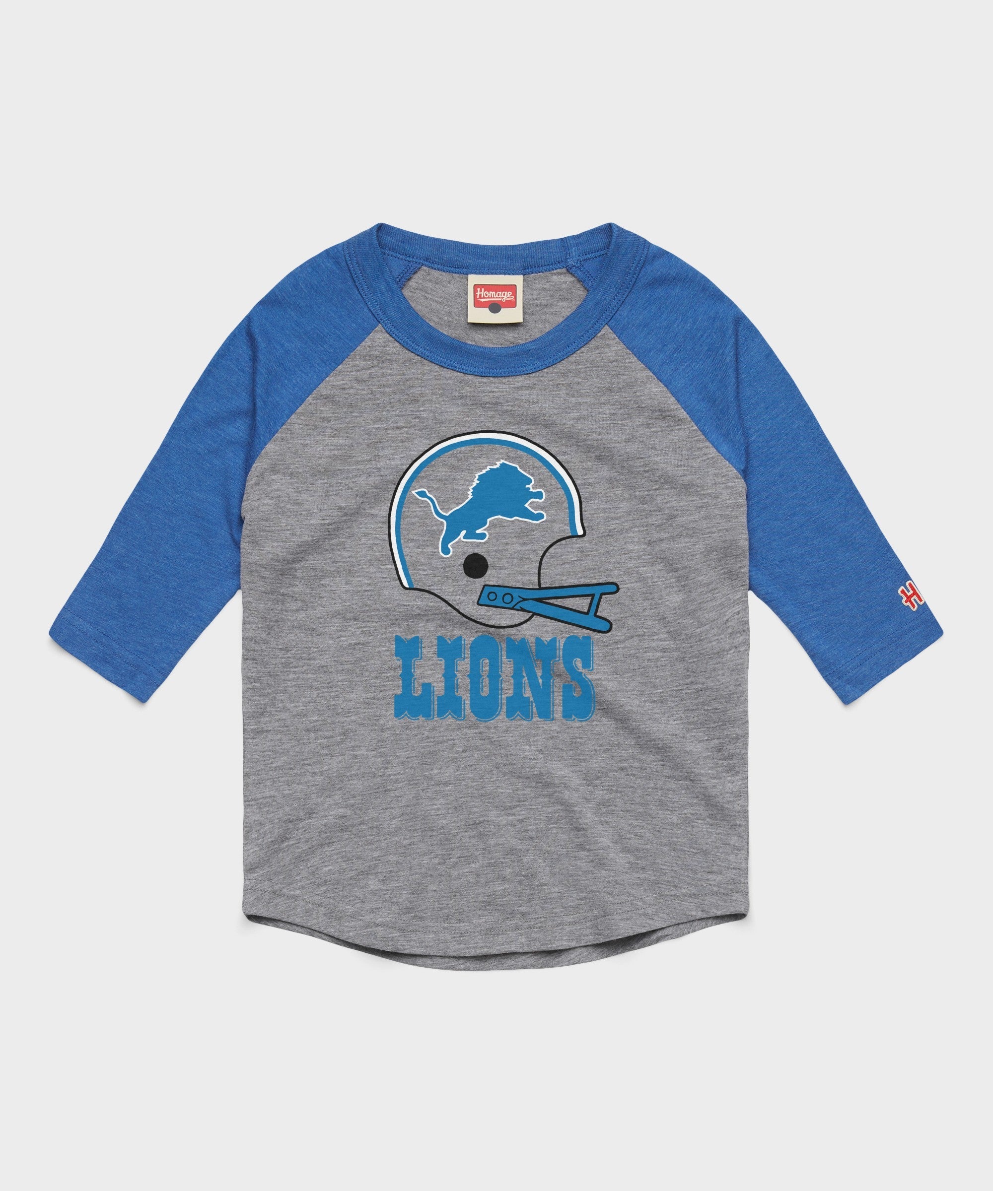 youth detroit lions big helmet raglan