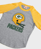 youth green bay packers big helmet raglan