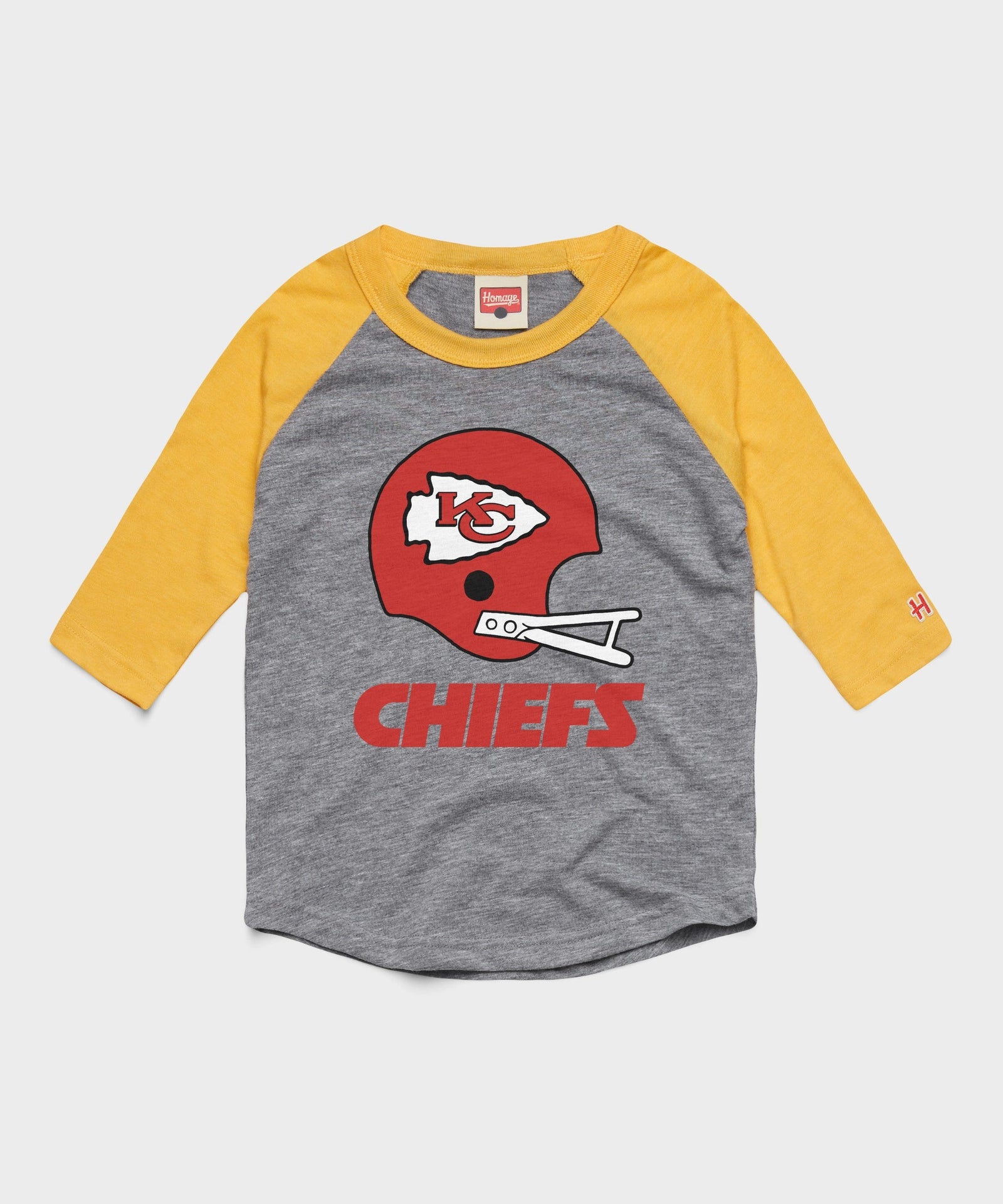 youth kansas city chiefs big helmet raglan