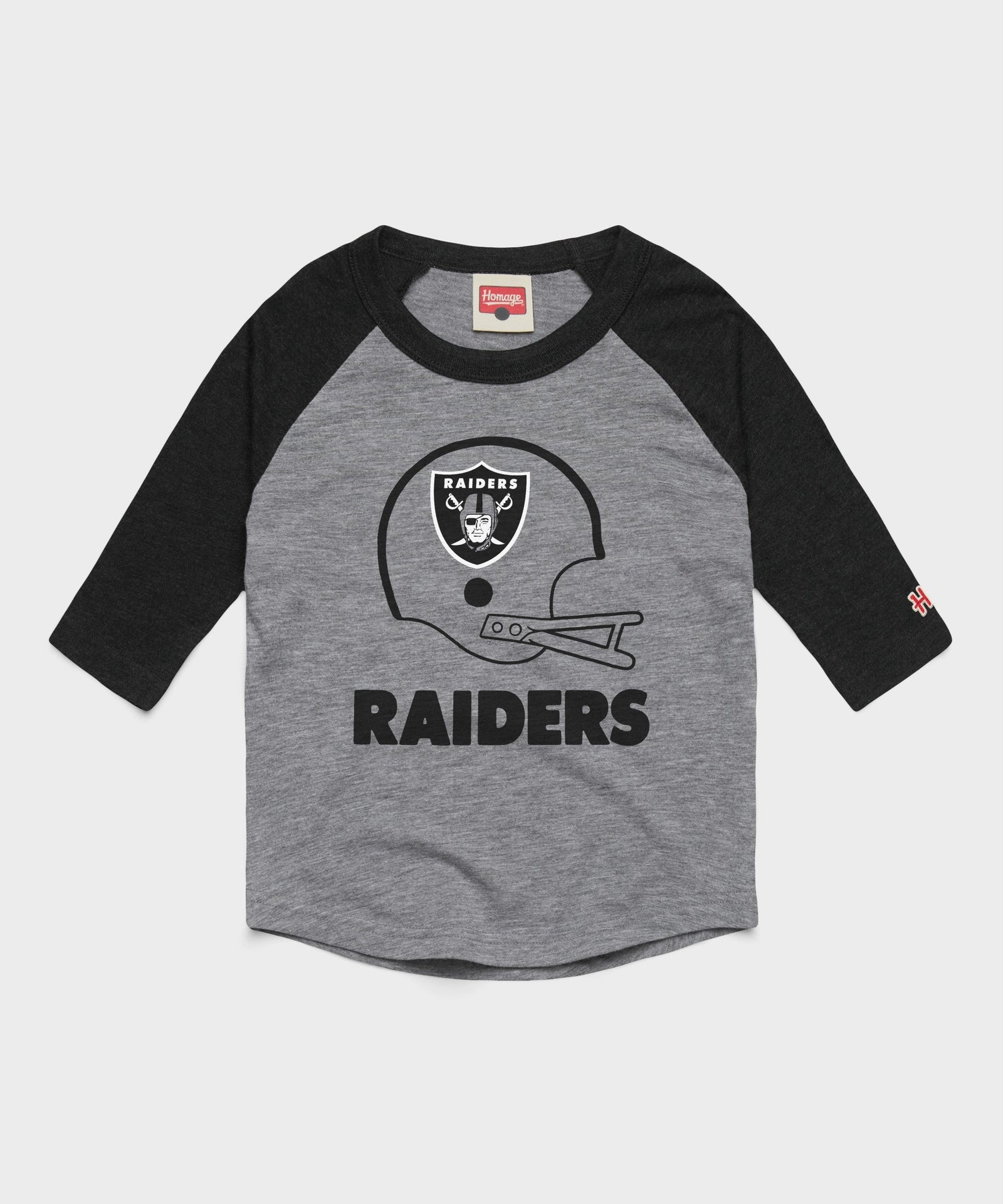 youth las vegas raiders big helmet raglan