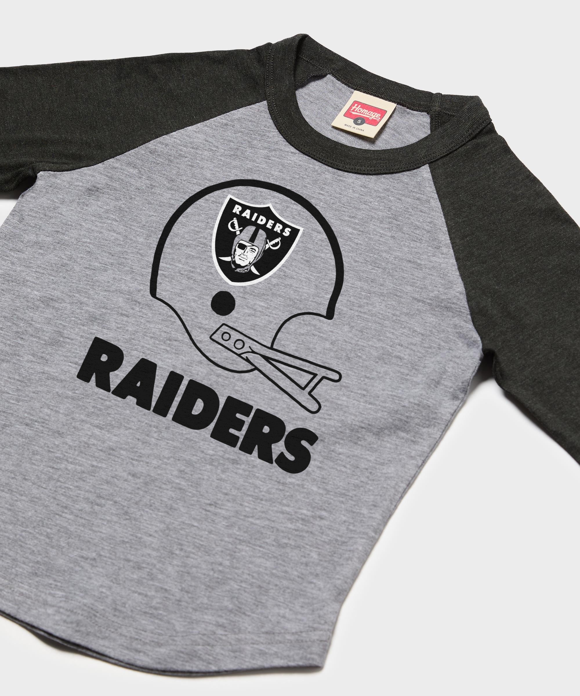 youth las vegas raiders big helmet raglan