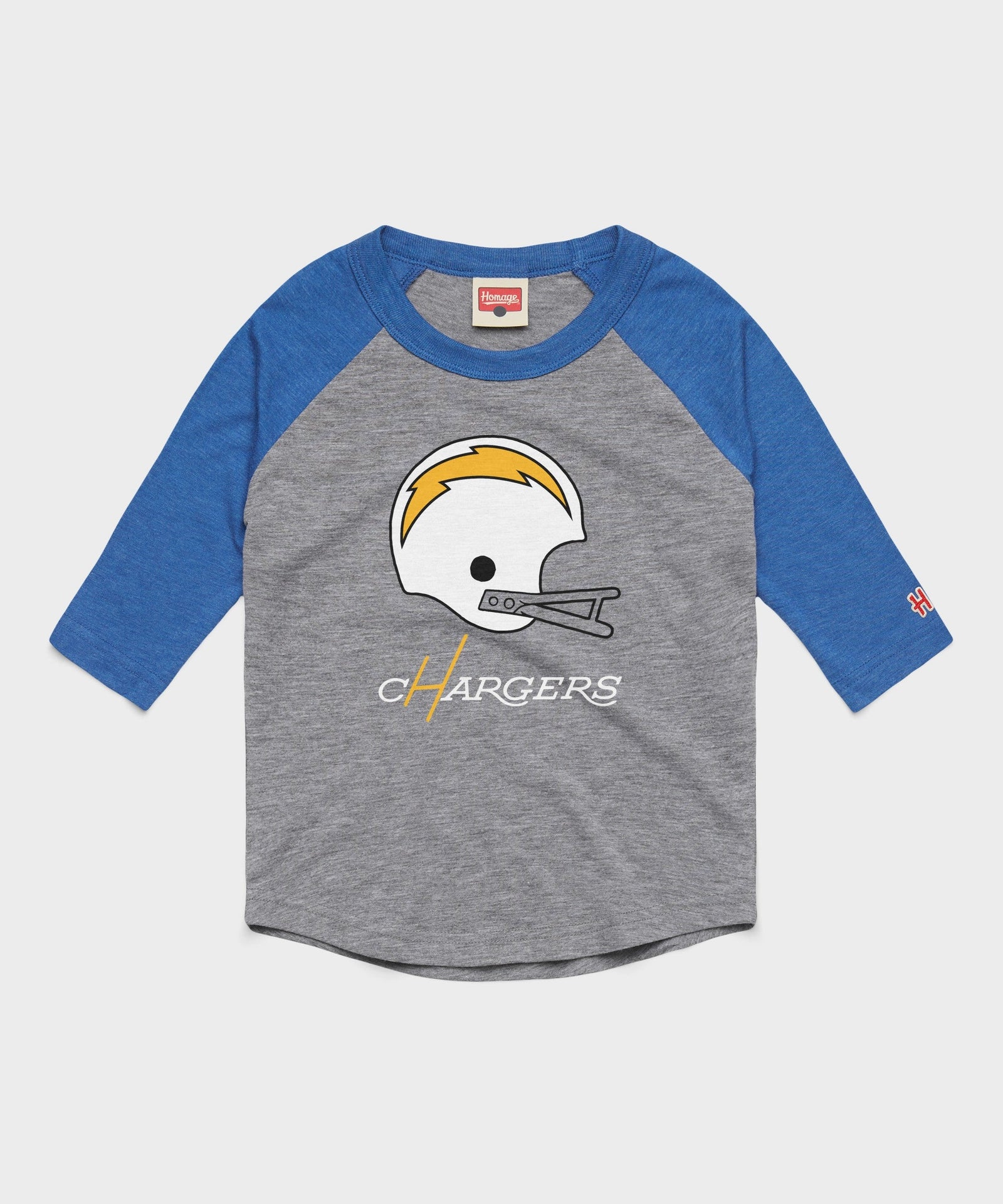 youth los angeles chargers big helmet raglan