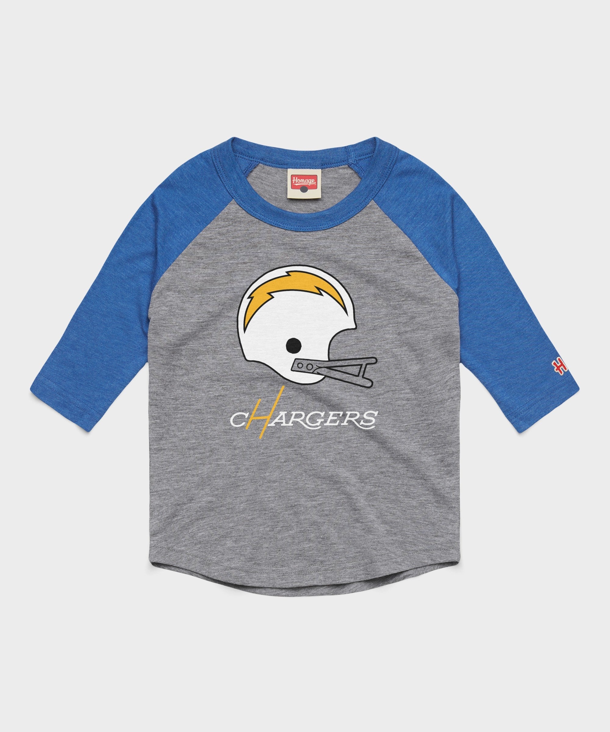 youth los angeles chargers big helmet raglan