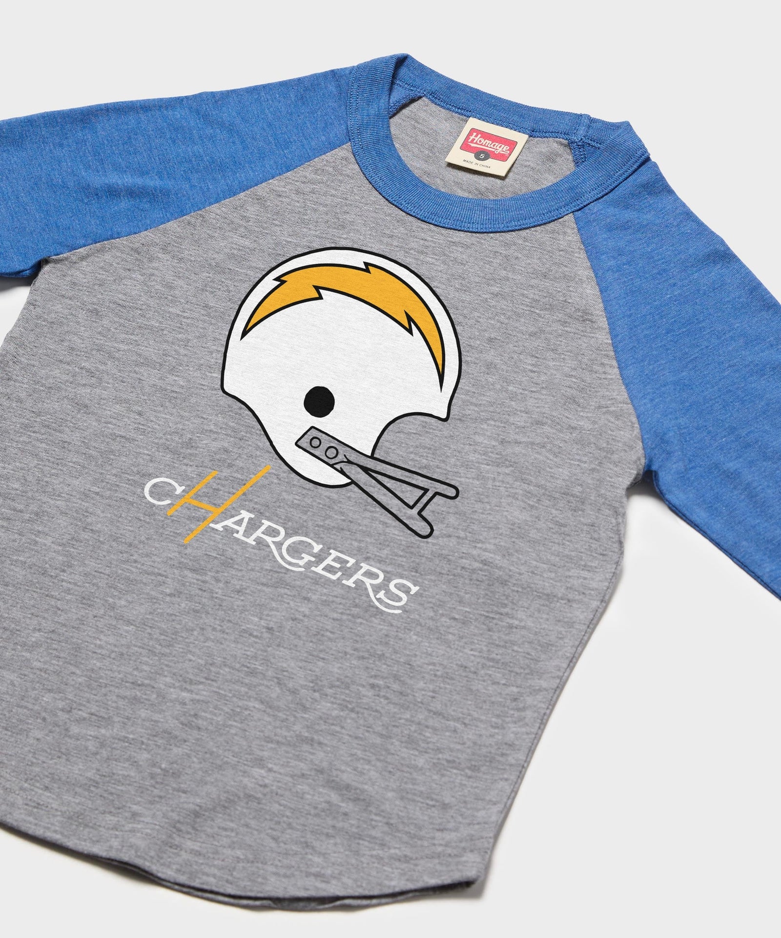 youth los angeles chargers big helmet raglan