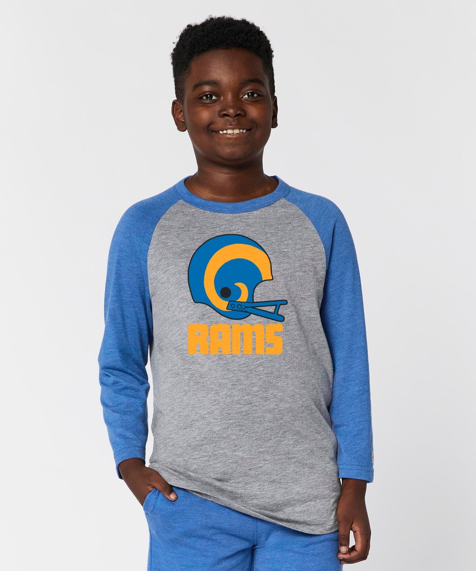 youth los angeles rams big helmet raglan