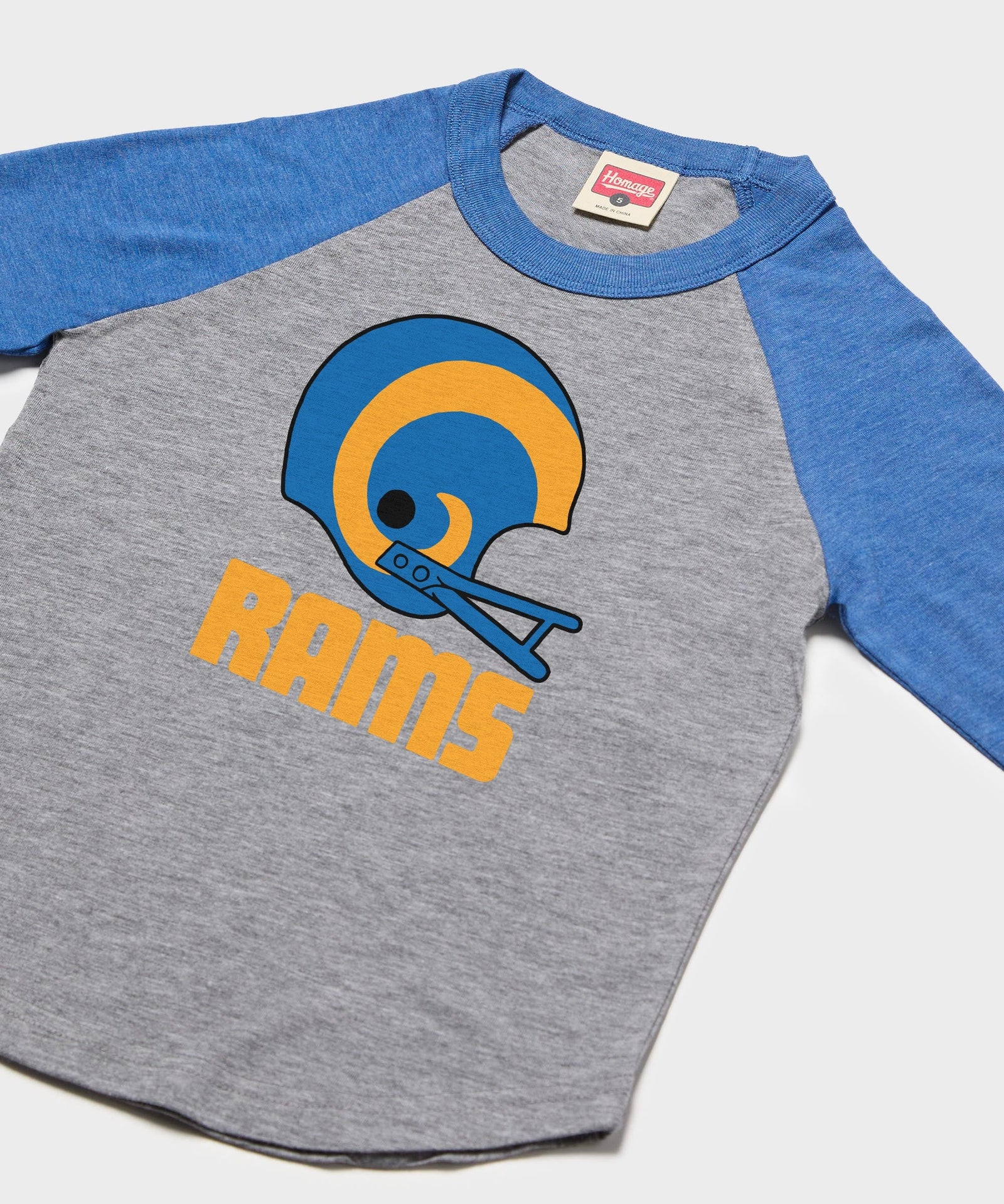 youth los angeles rams big helmet raglan