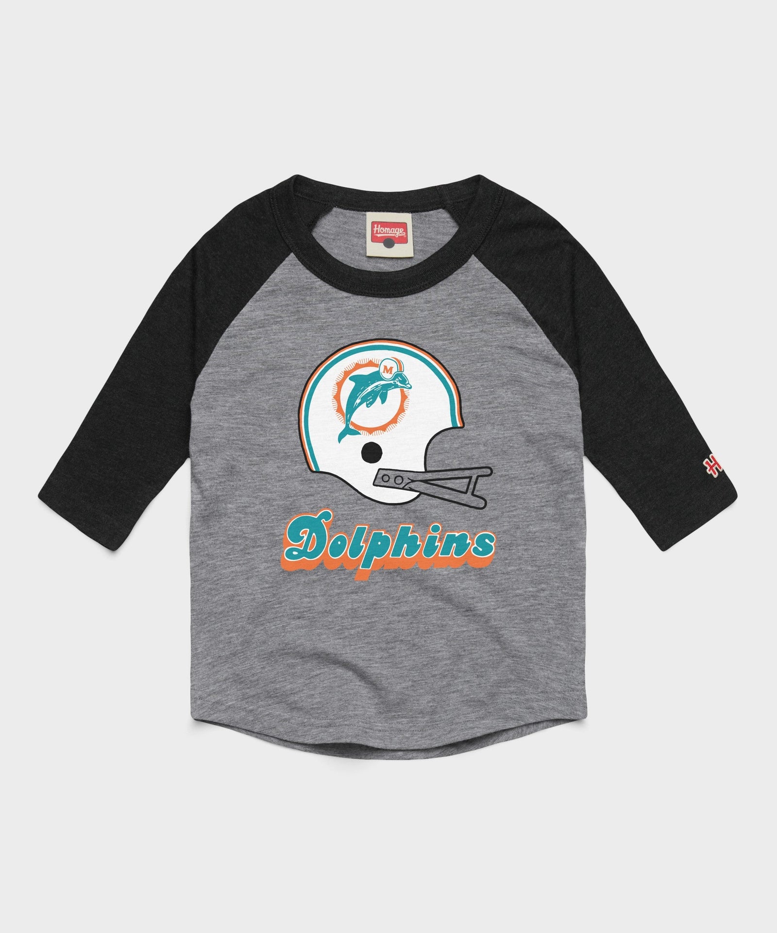 youth miami dolphins big helmet raglan