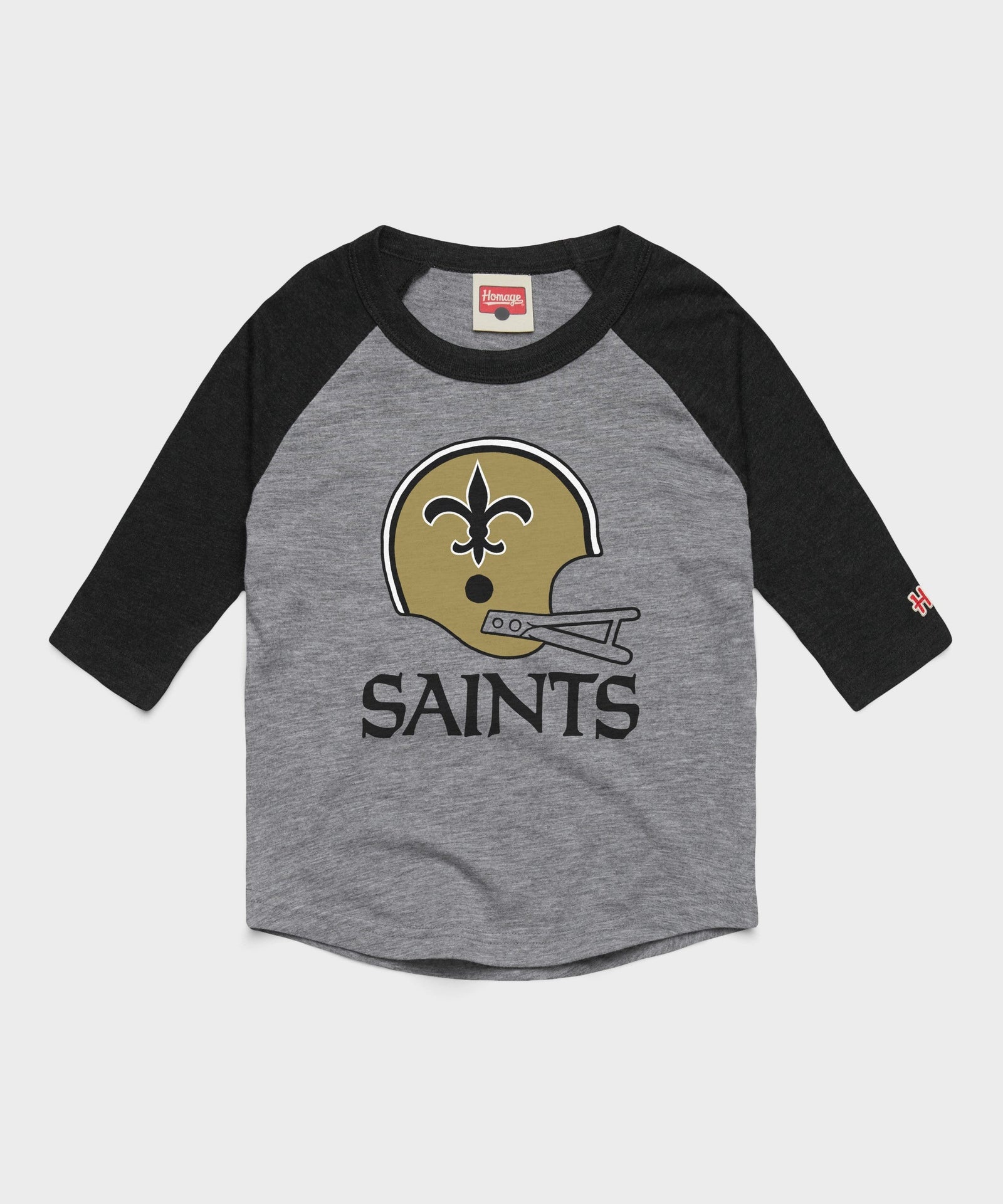 youth new orleans saints big helmet raglan