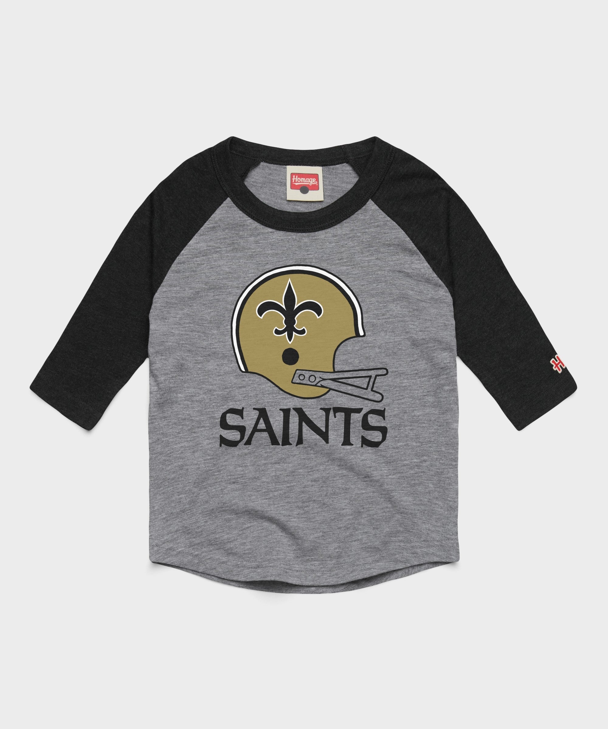 youth new orleans saints big helmet raglan