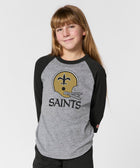 youth new orleans saints big helmet raglan