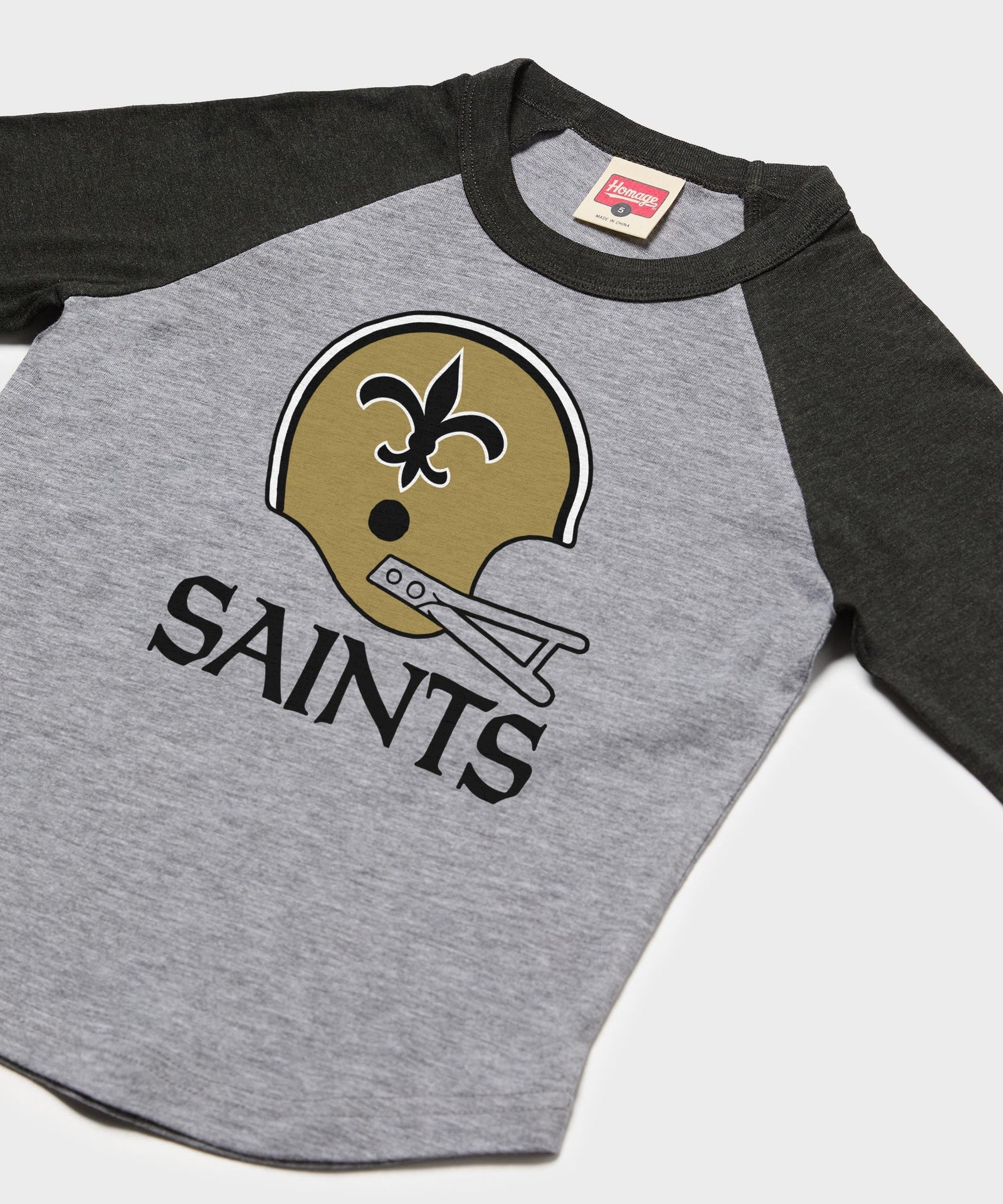 youth new orleans saints big helmet raglan