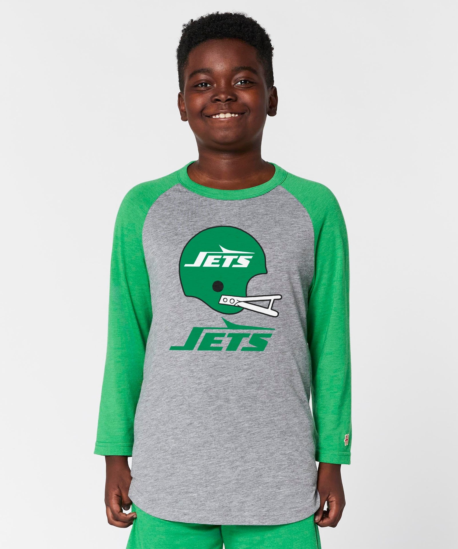 youth new york jets big helmet raglan