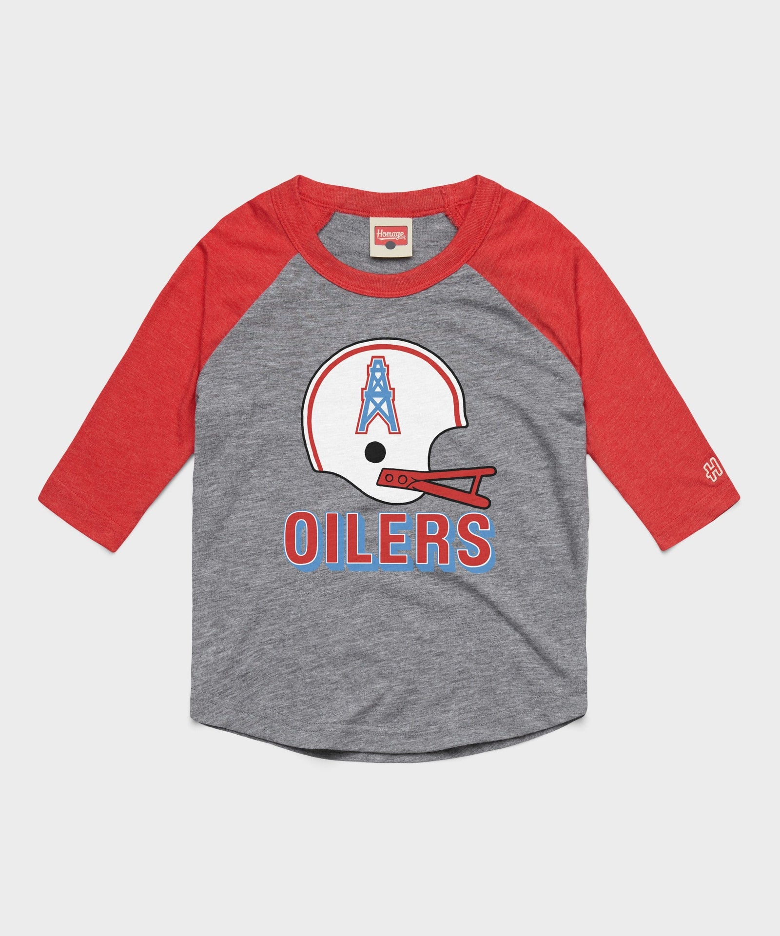 youth oilers football big helmet raglan