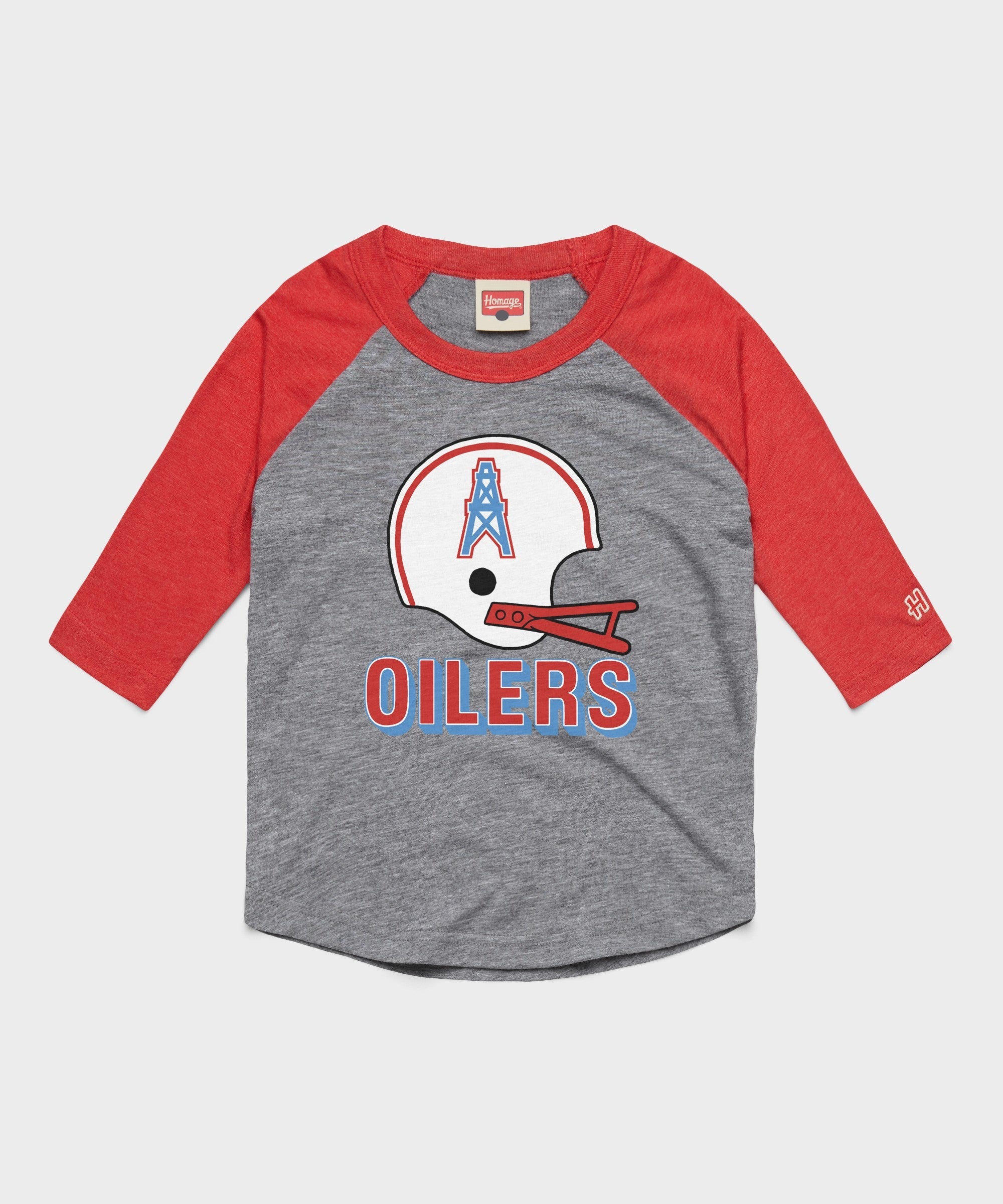 youth oilers football big helmet raglan