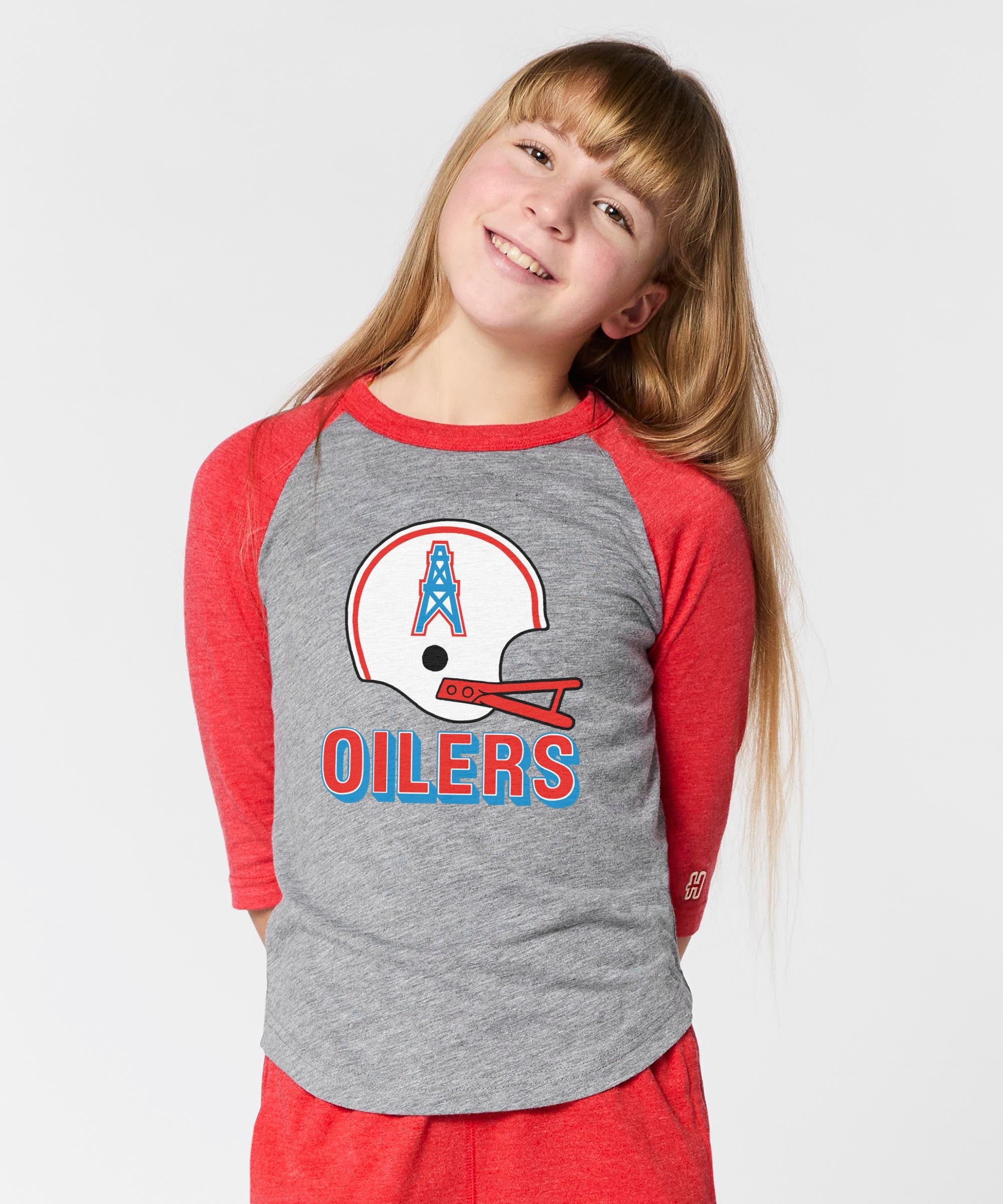 youth oilers football big helmet raglan