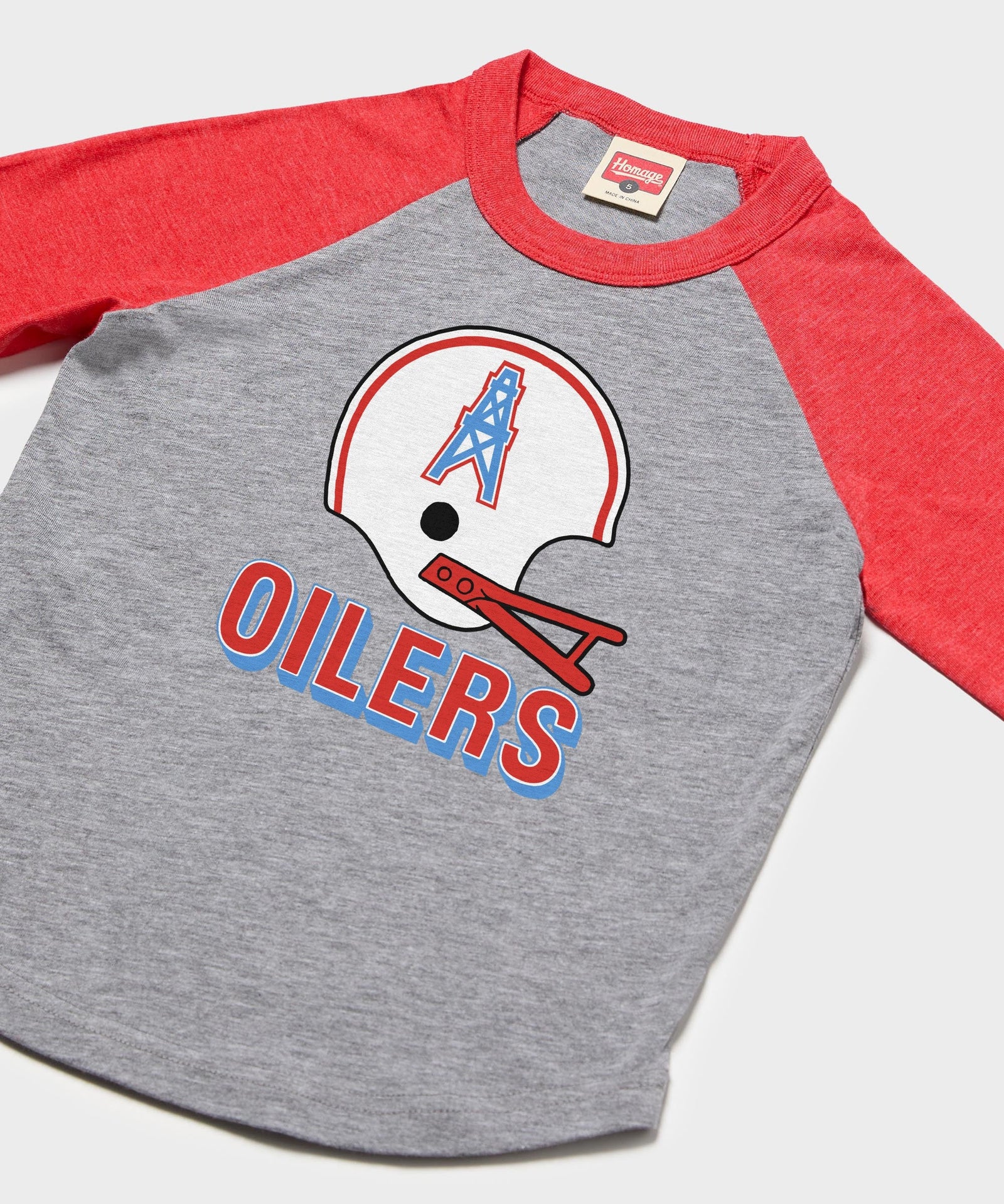 youth oilers football big helmet raglan