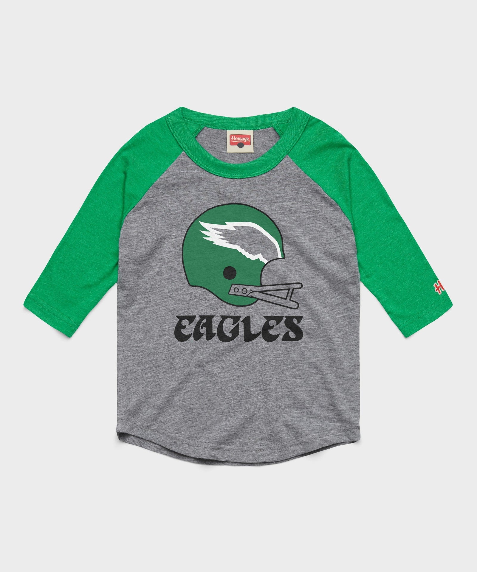 youth philadelphia eagles big helmet raglan
