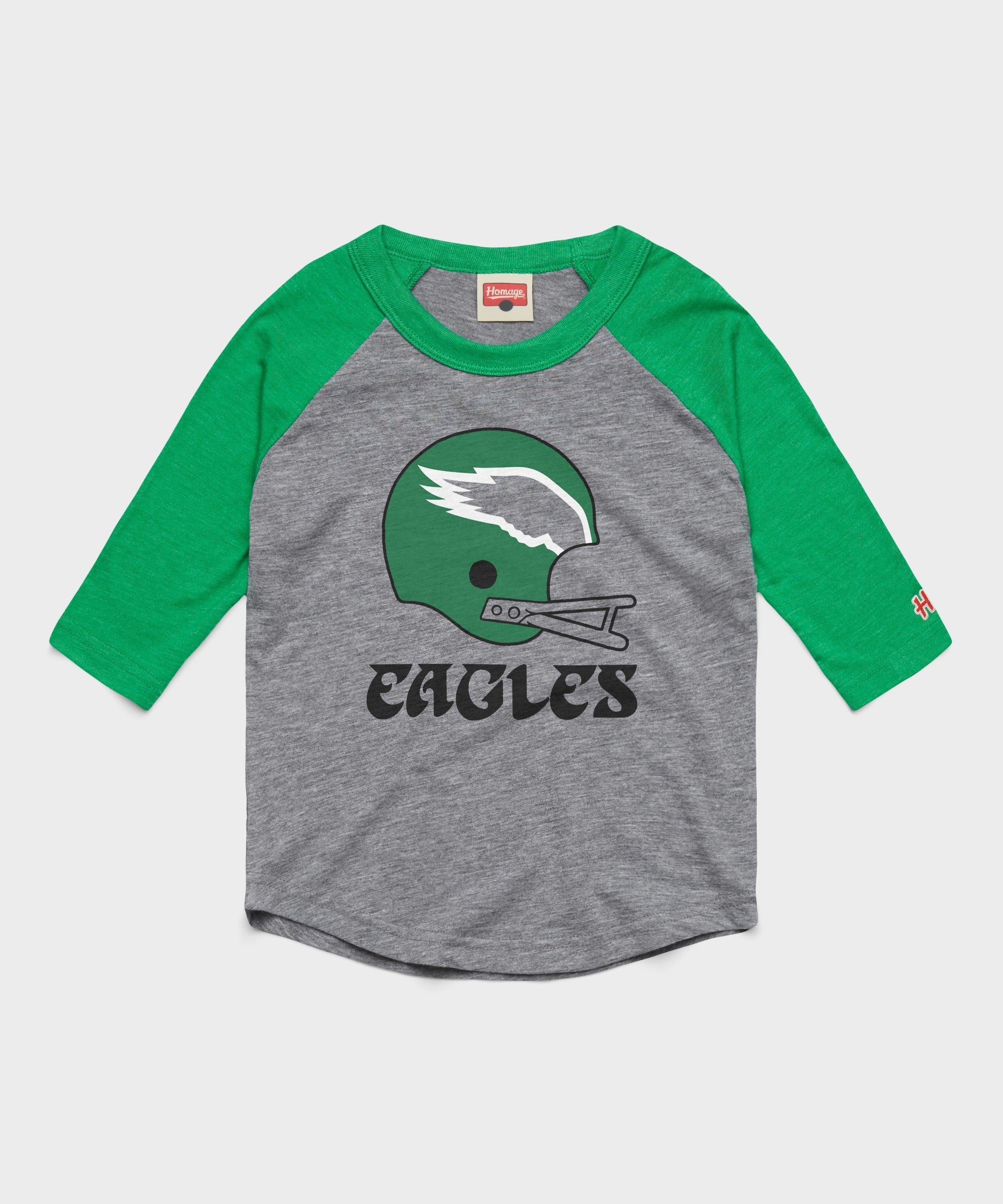 youth philadelphia eagles big helmet raglan