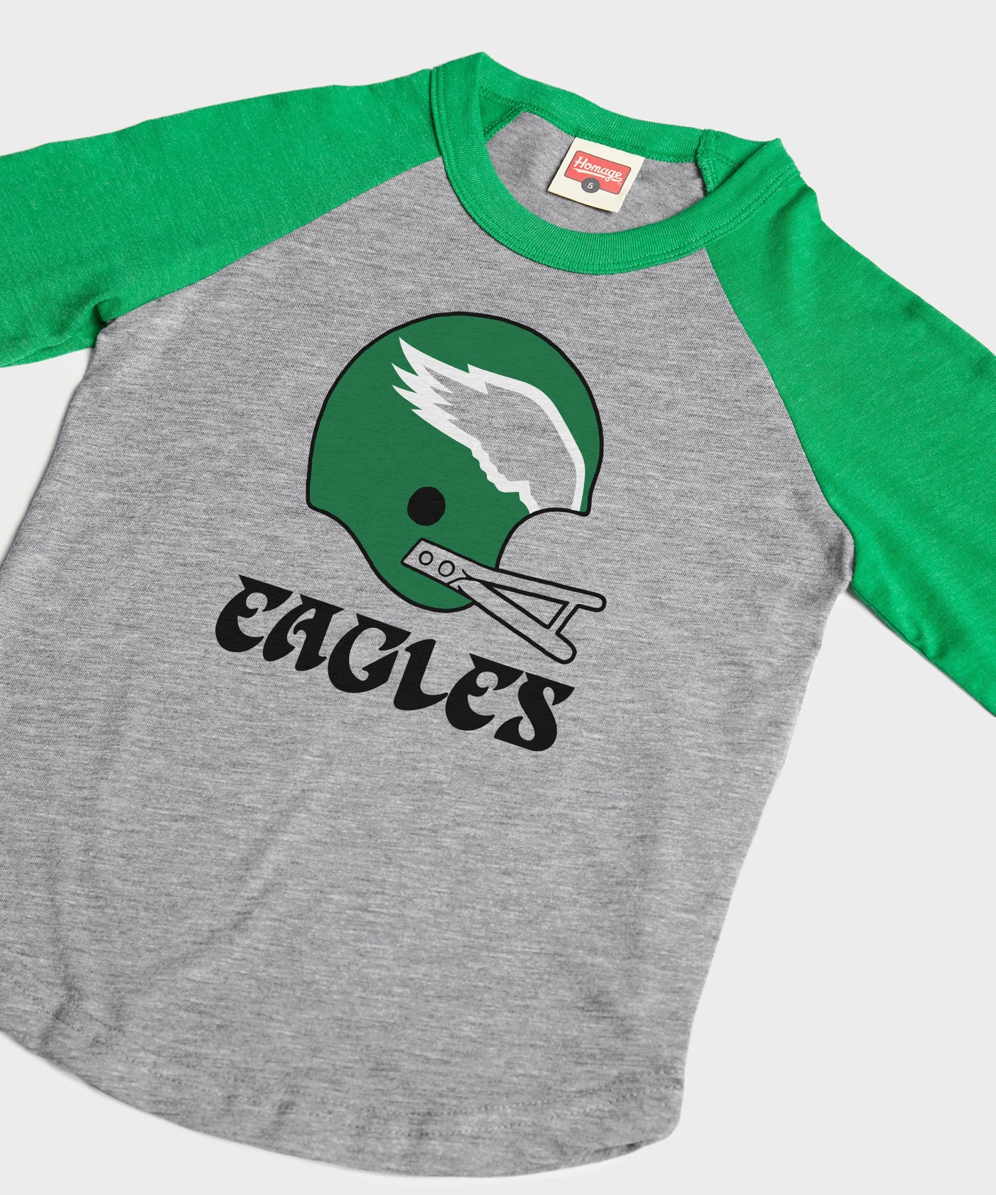 youth philadelphia eagles big helmet raglan