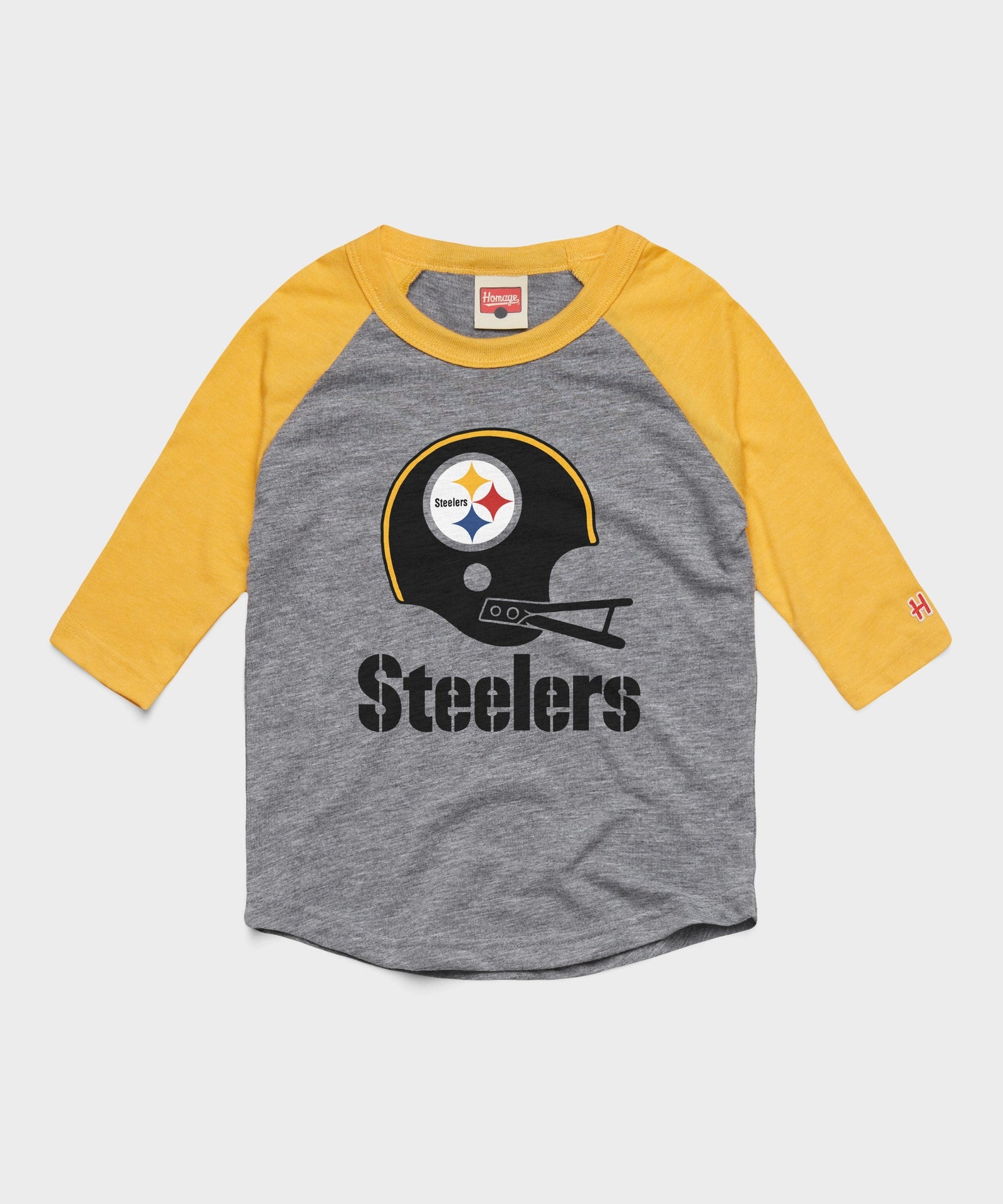youth pittsburgh steelers big helmet raglan