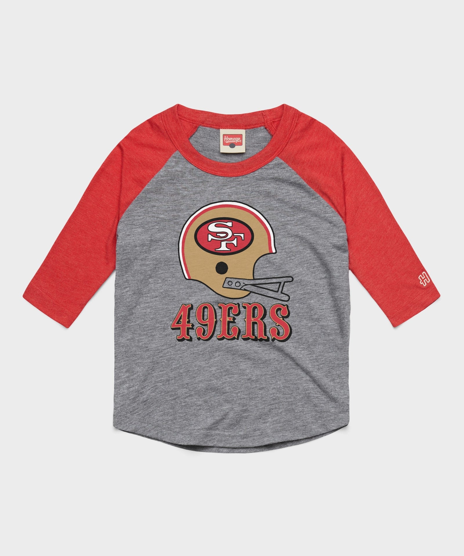 youth san francisco 49ers big helmet raglan
