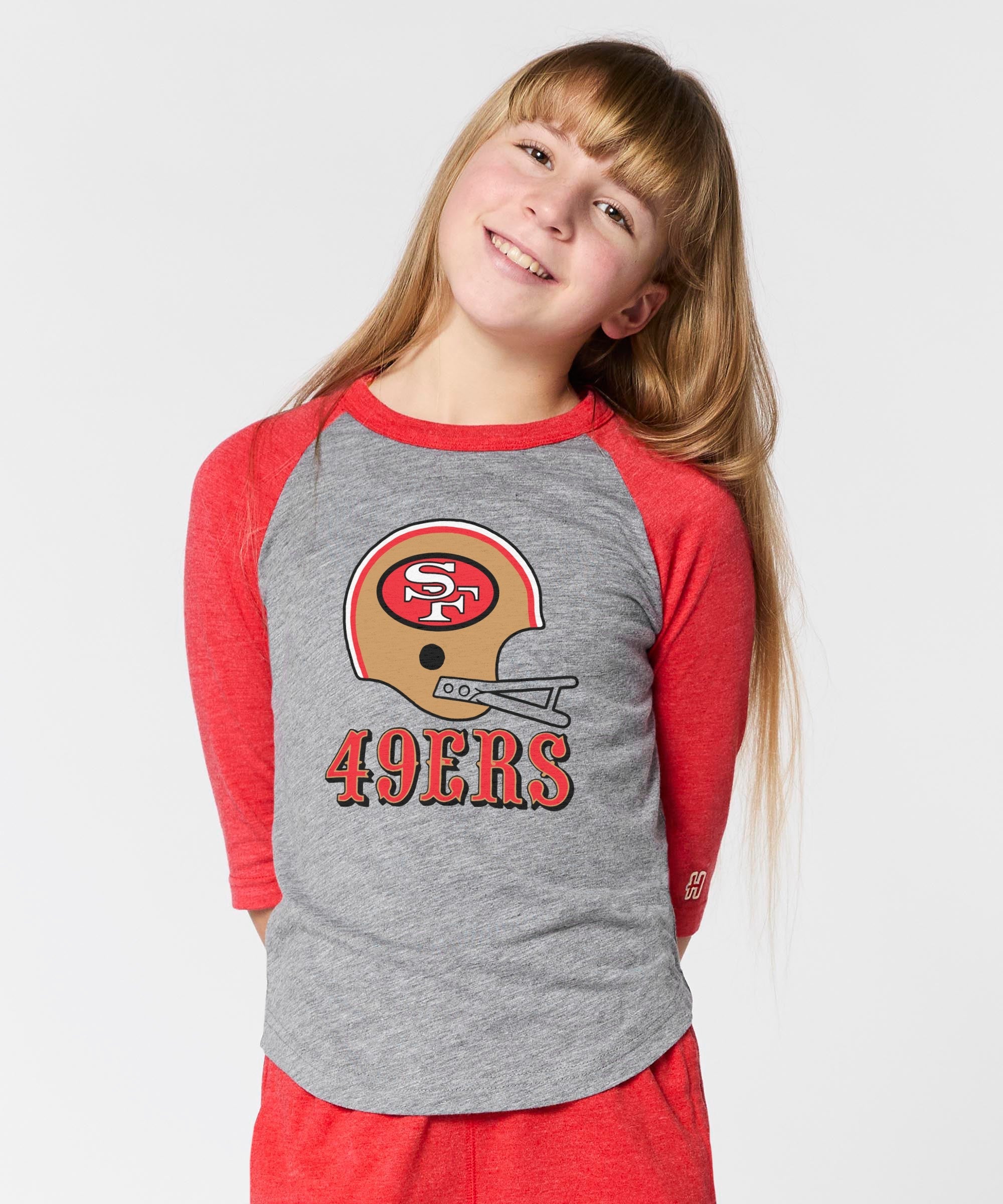 youth san francisco 49ers big helmet raglan