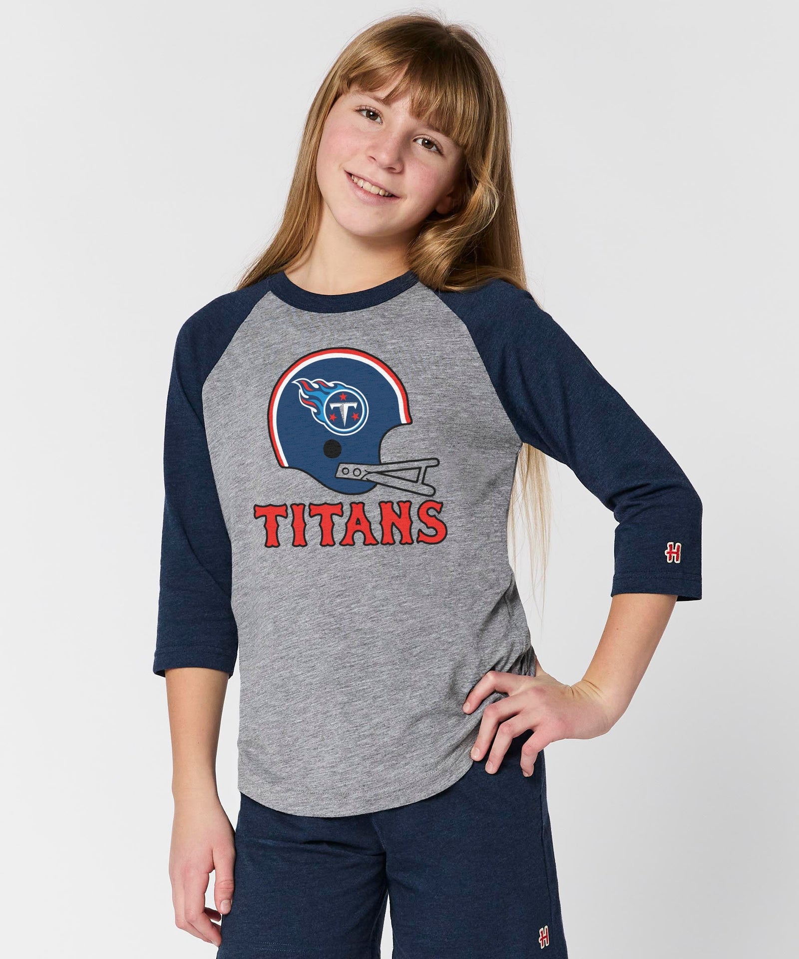 youth tennessee titans big helmet raglan