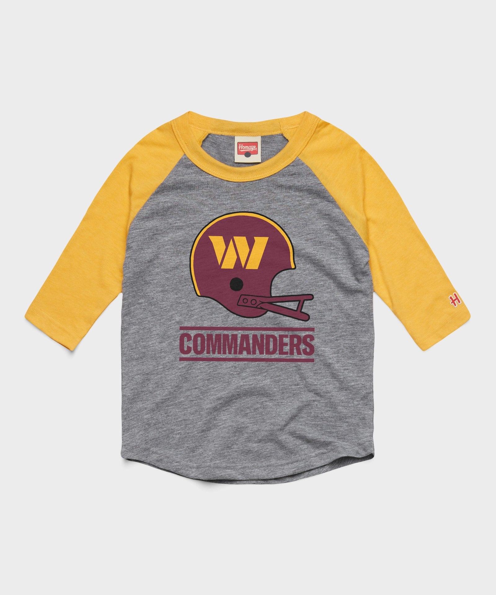 youth washington commanders big helmet raglan