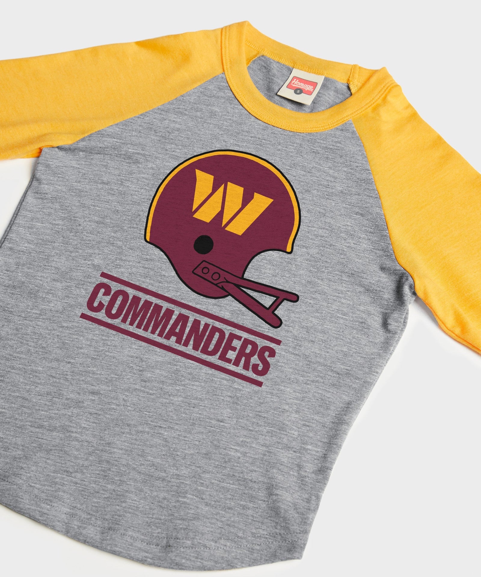 youth washington commanders big helmet raglan