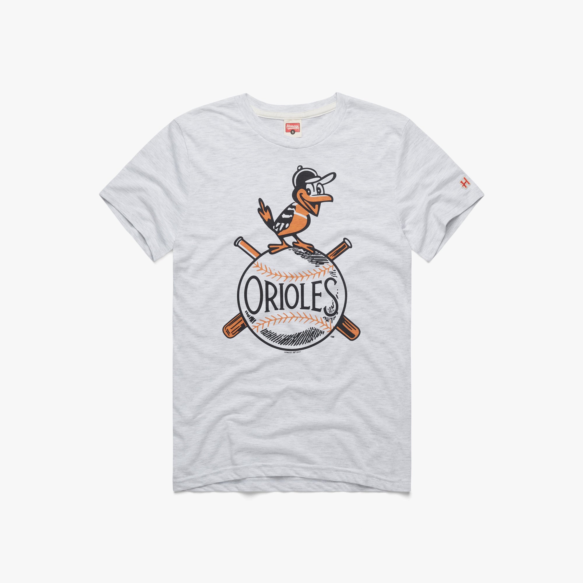 Baltimore Orioles '54 T-Shirt from Homage. | Ash | Vintage Apparel from Homage.