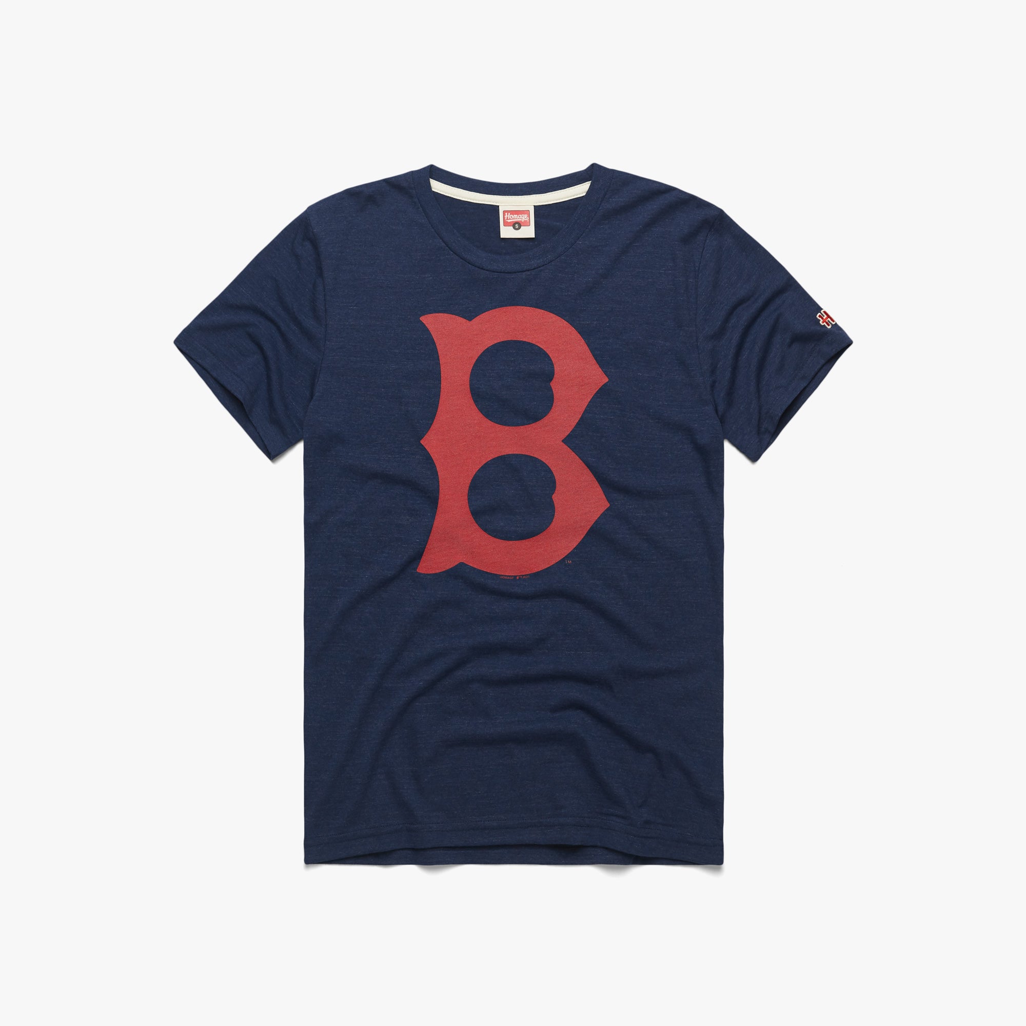 Boston Red Sox Cap Logo '36 T-Shirt from Homage. | Navy | Vintage Apparel from Homage.