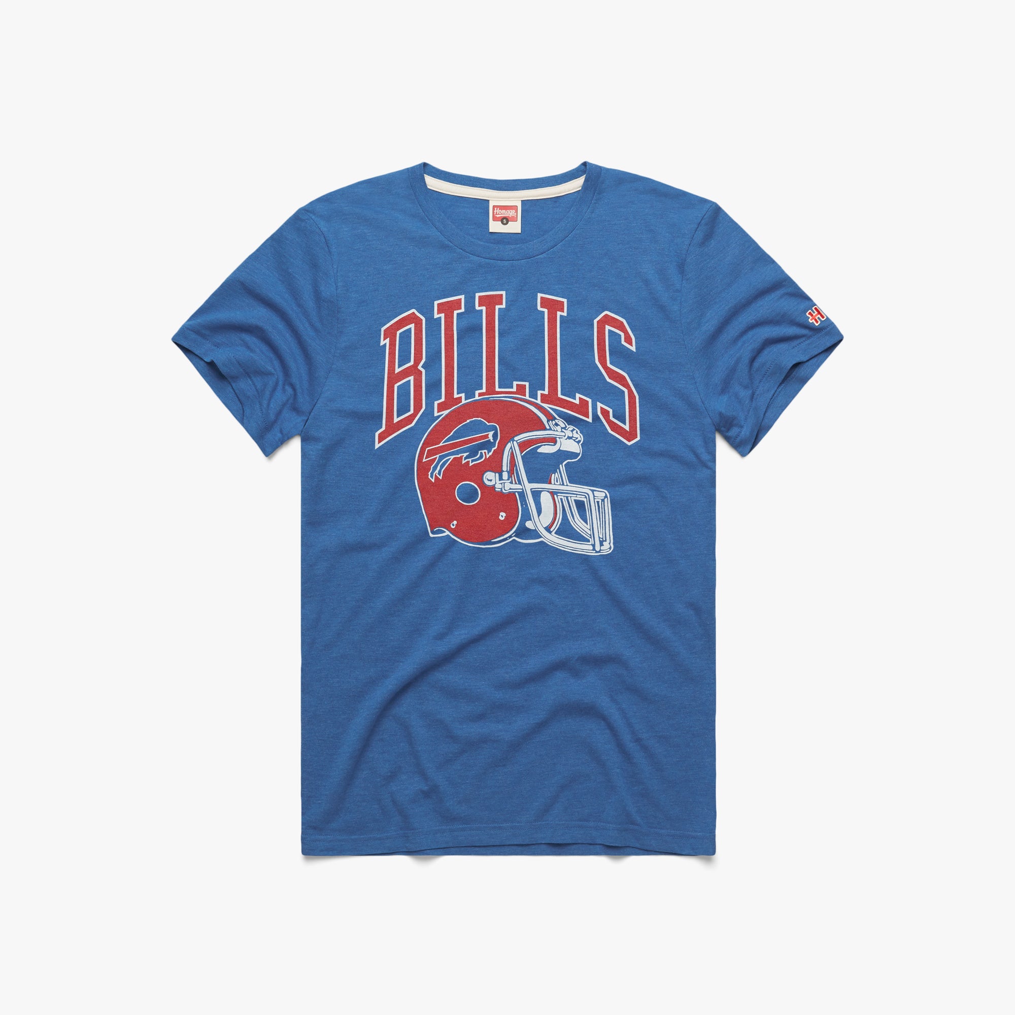 Buffalo Bills Helmet Retro T-Shirt from Homage. | Officially Licensed Vintage NFL Apparel from Homage Pro Shop.