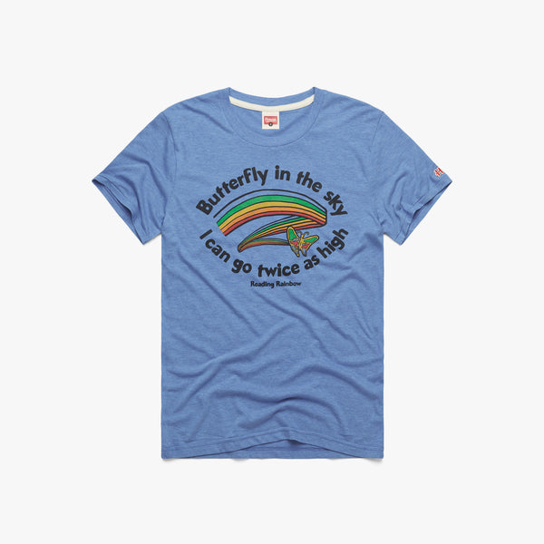 Butterfly In The Sky Retro Reading Rainbow TShirt HOMAGE