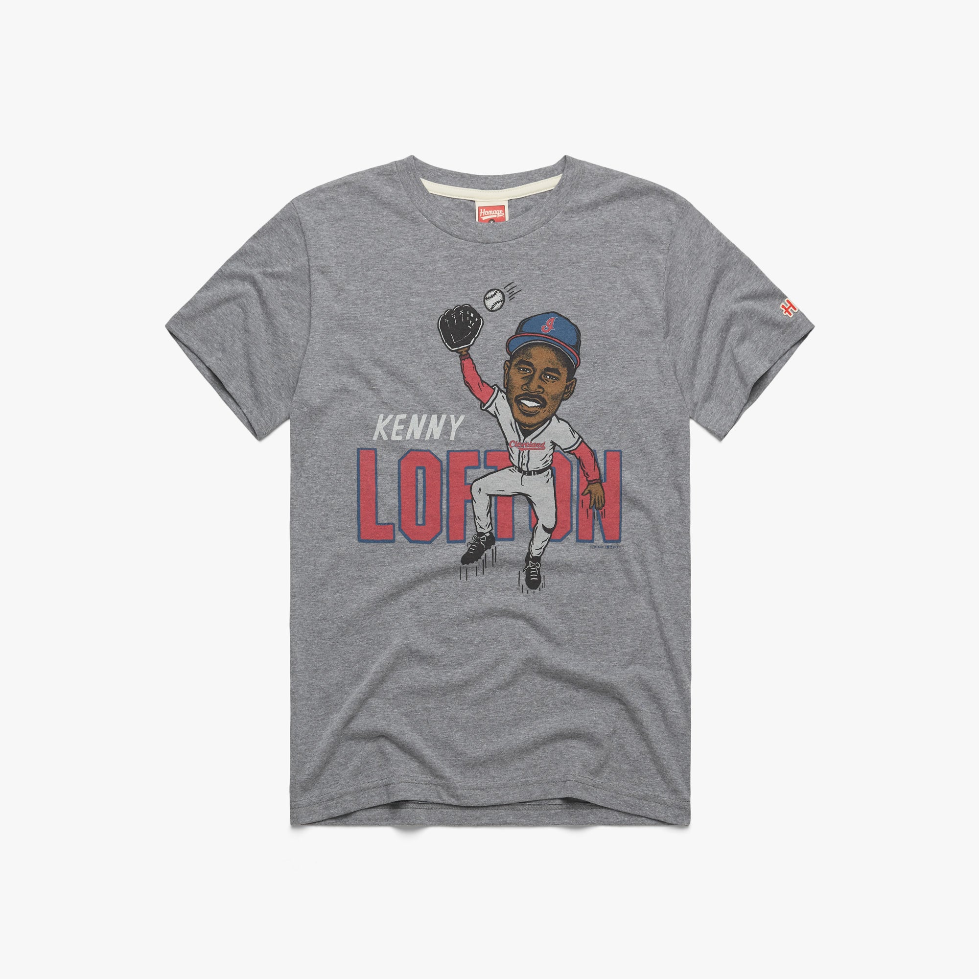 Cleveland Baseball Kenny Lofton T-Shirt from Homage. | Grey | Vintage Apparel from Homage.