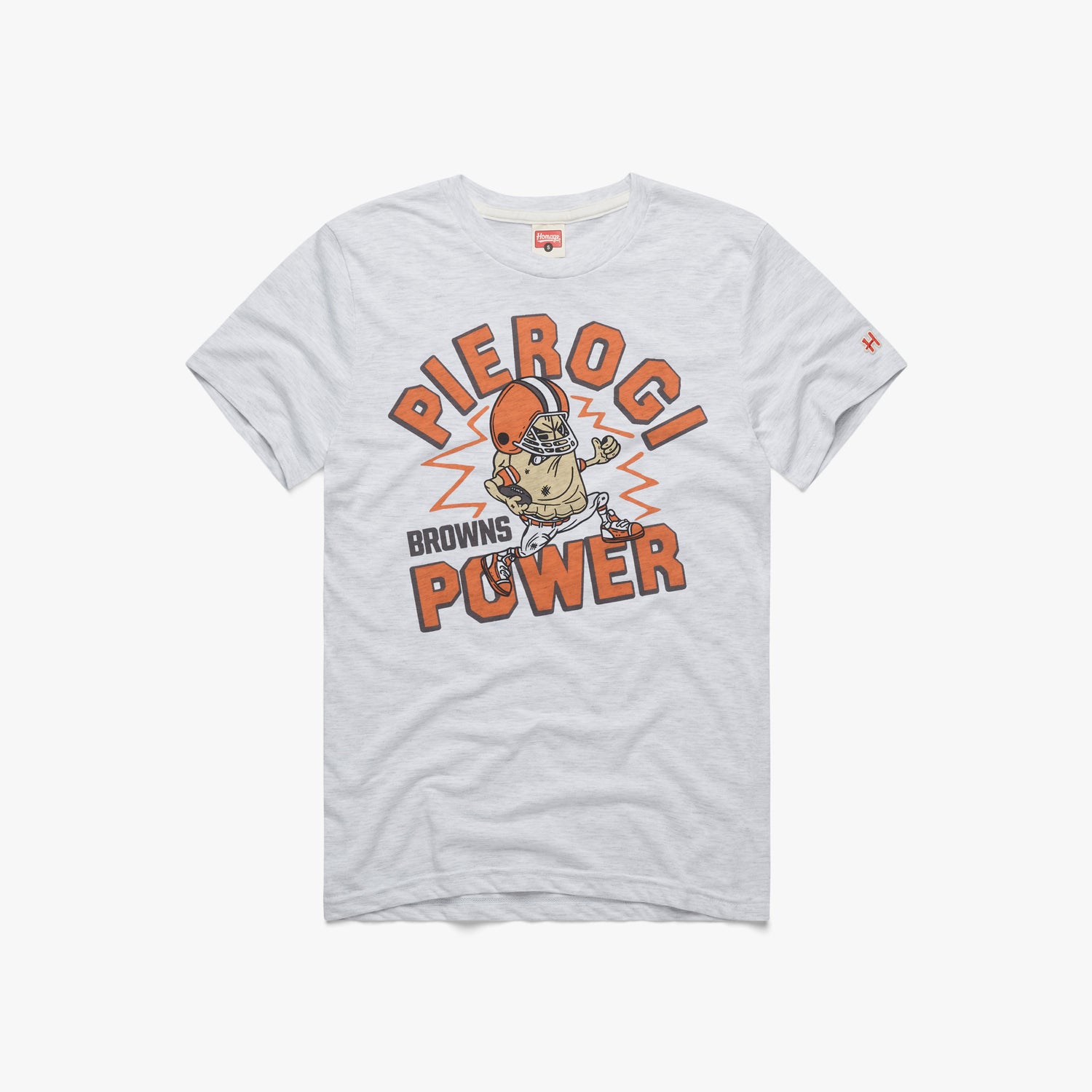 Cleveland Browns Pierogi Power T-Shirt from Homage. | Officially Licensed Vintage NFL Apparel from Homage Pro Shop.