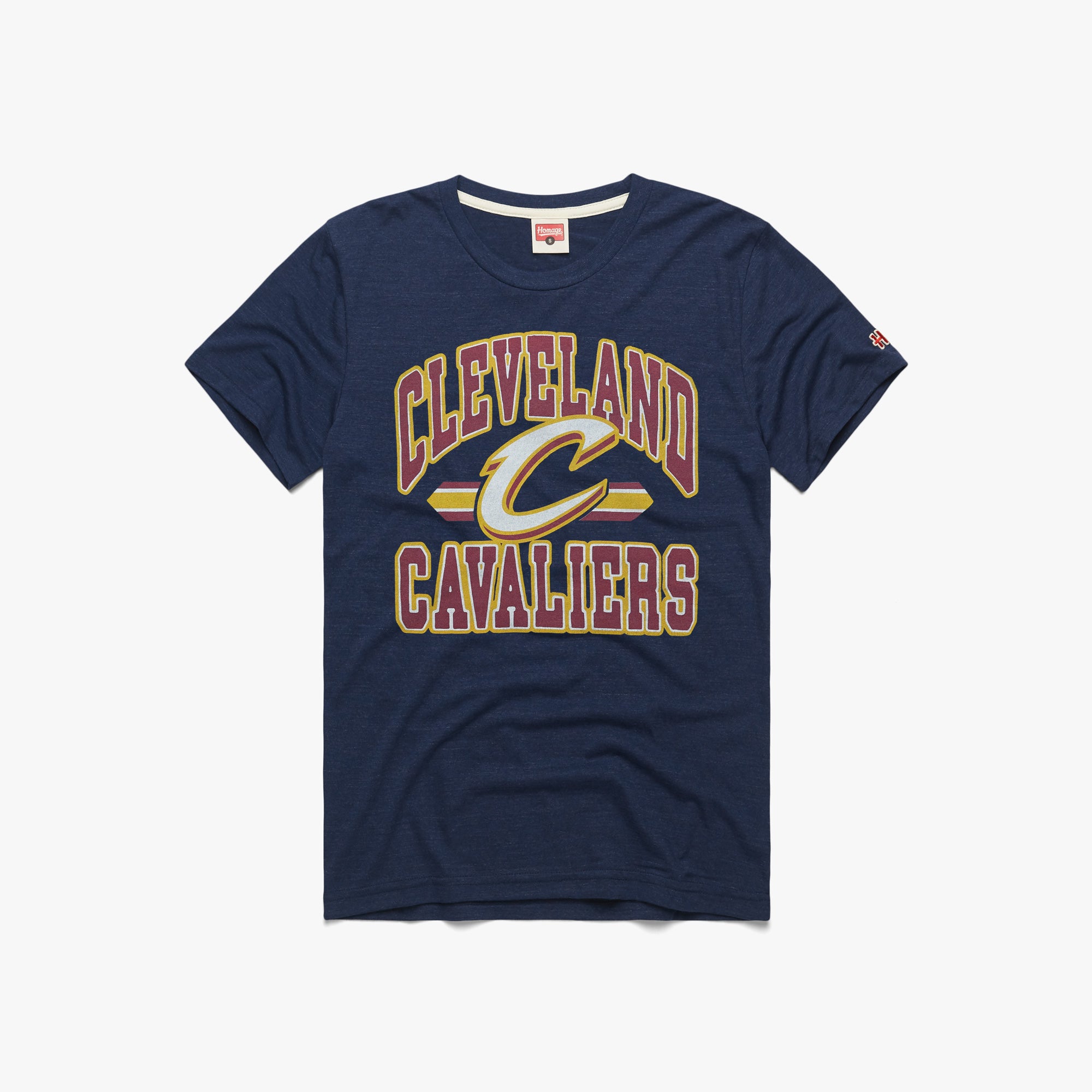 Cleveland Cavaliers Stripes T-Shirt from Homage. | Navy | Cleveland Cavaliers Vintage Apparel from Homage.