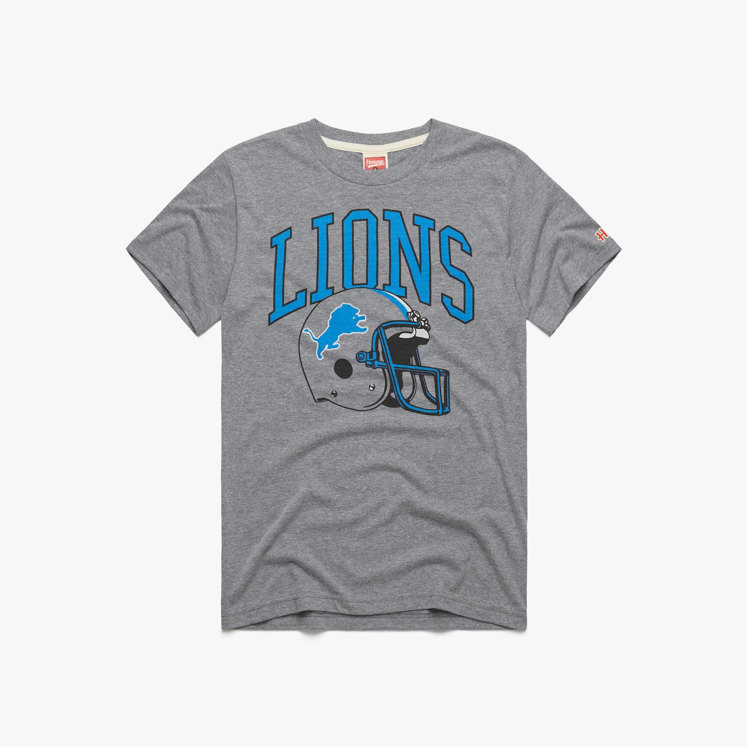 Detroit Lions Helmet Retro T-Shirt from Homage. | Officially Licensed Vintage NFL Apparel from Homage Pro Shop.
