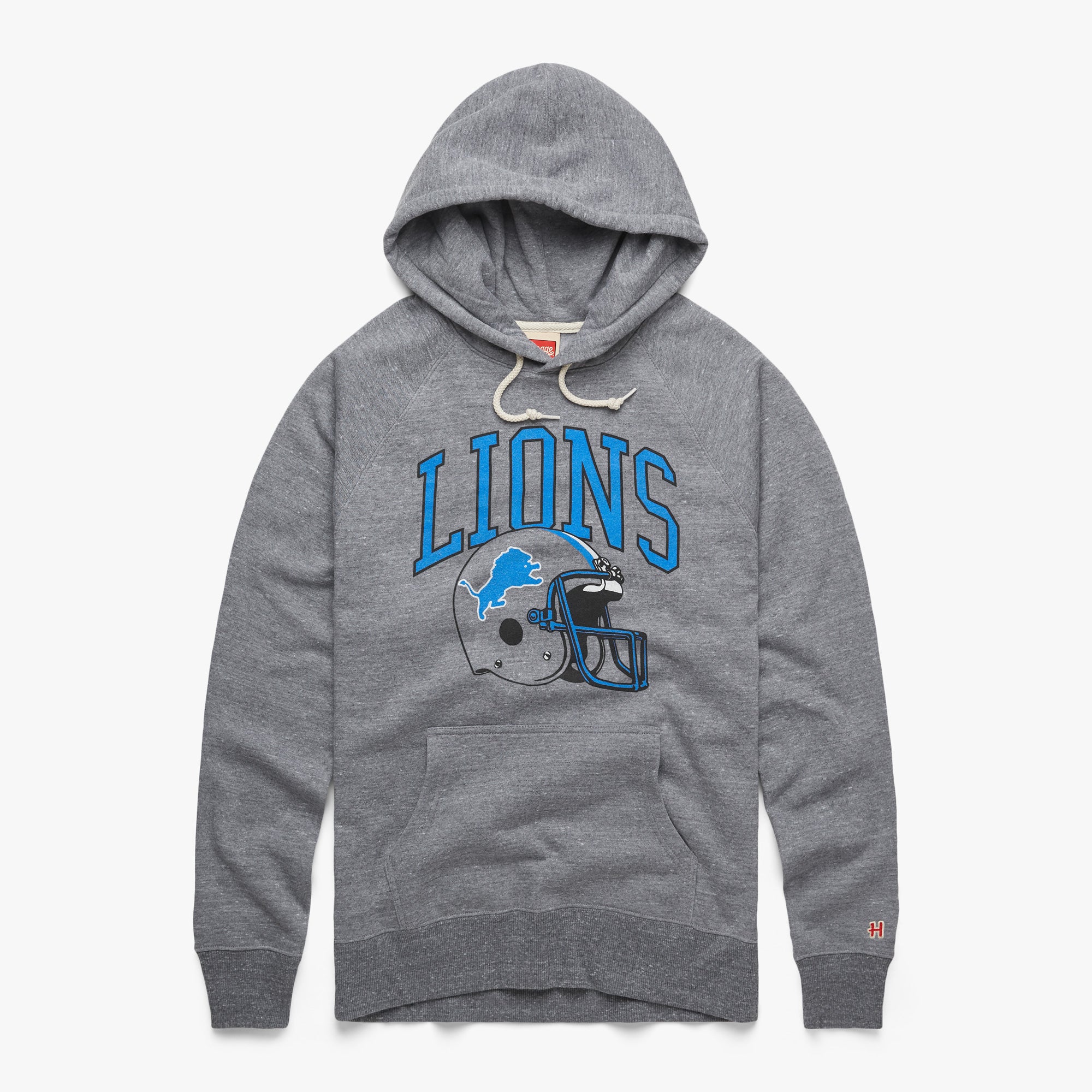 Detroit Lions Helmet Retro Hoodie from Homage. | Officially Licensed Vintage NFL Apparel from Homage Pro Shop.