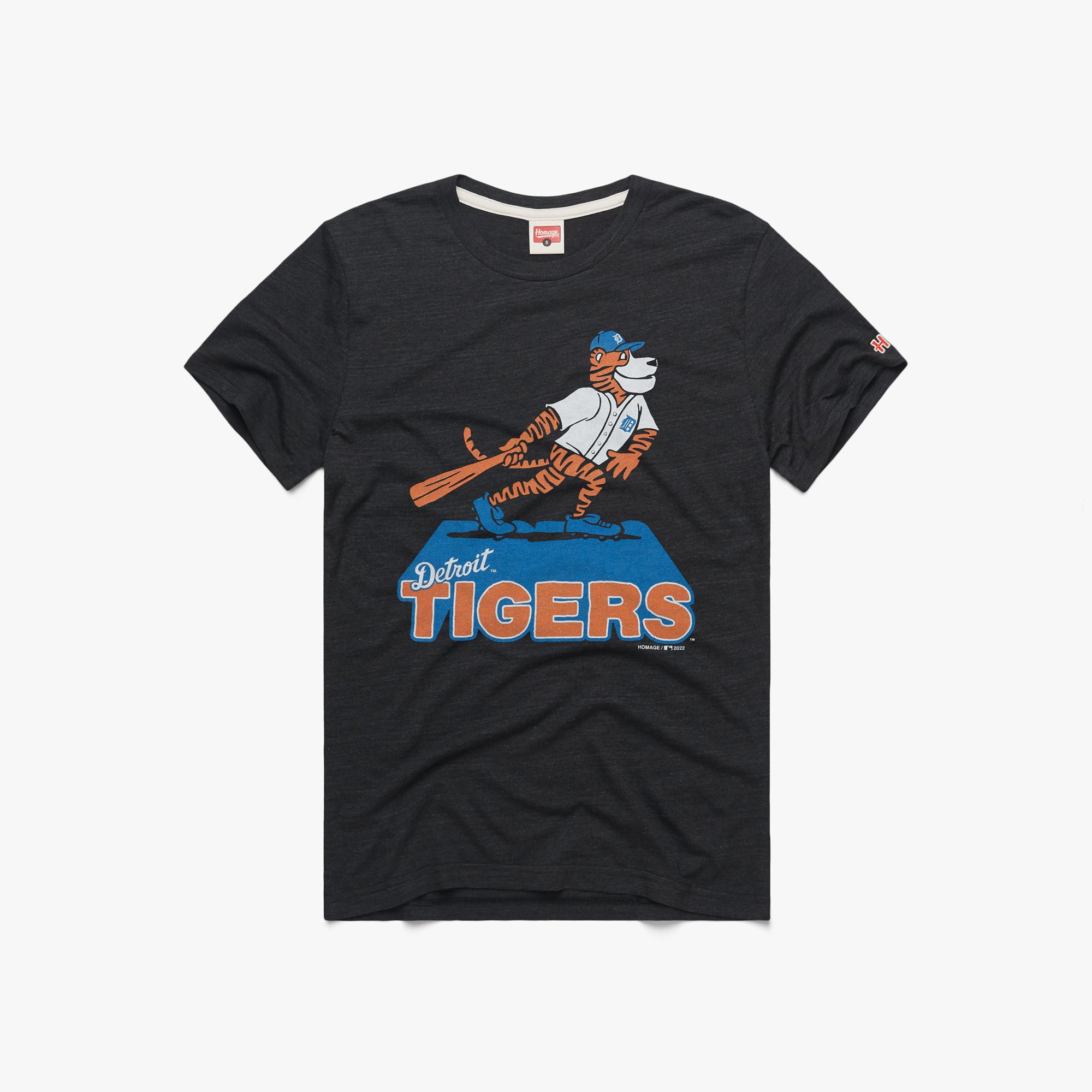 Detroit Tigers Paws T-Shirt from Homage. | Charcoal | Vintage Apparel from Homage.