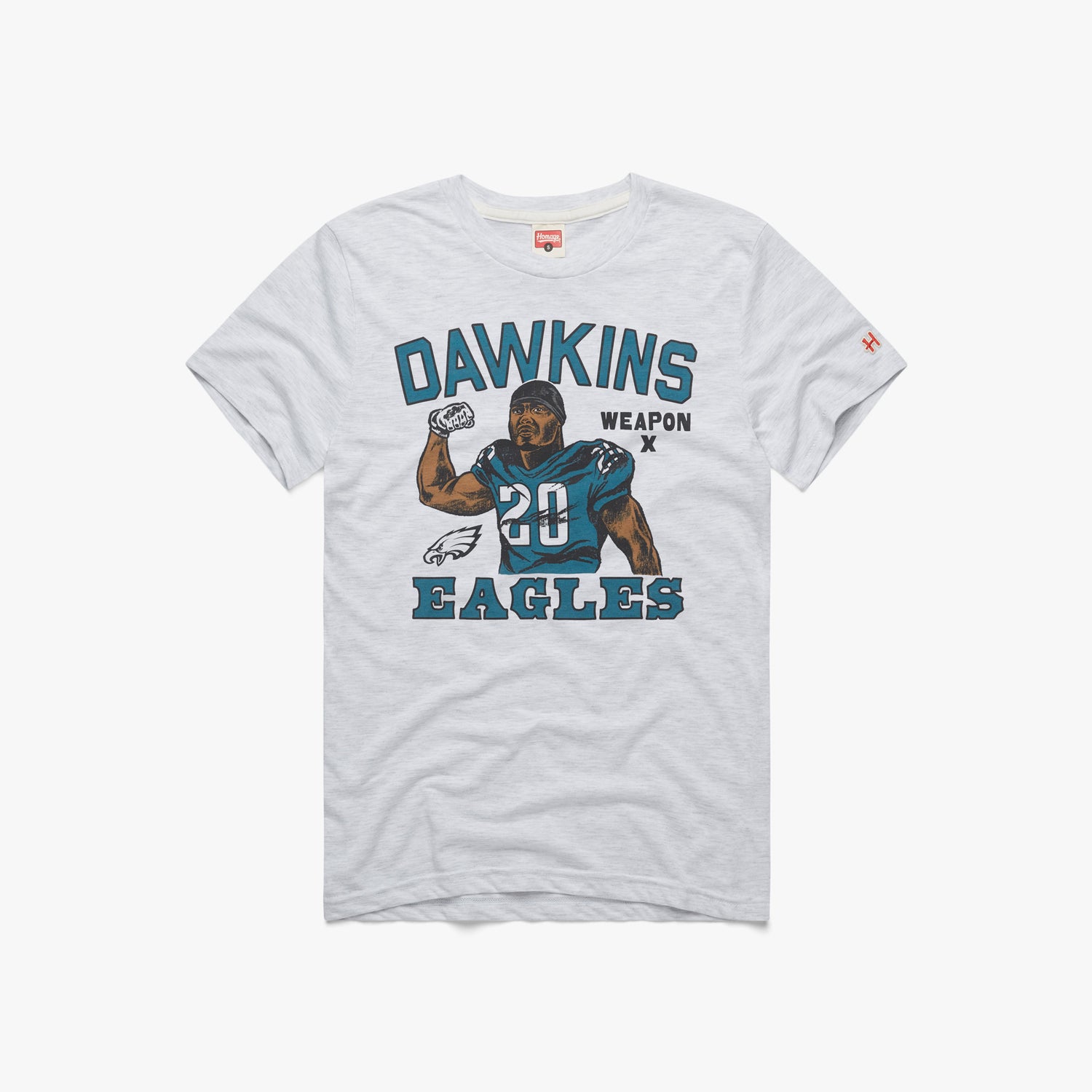 Philadelphia Eagles Brian Dawkins Weapon x T-Shirt | Kelly Green Philadelphia Eagles Apparel from Homage. | Officially Licensed NFL Apparel from