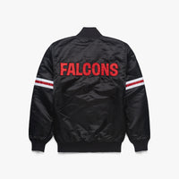 Men's Starter Black Atlanta Falcons Throwback Helmet Satin Full-Snap Jacket Size: Large