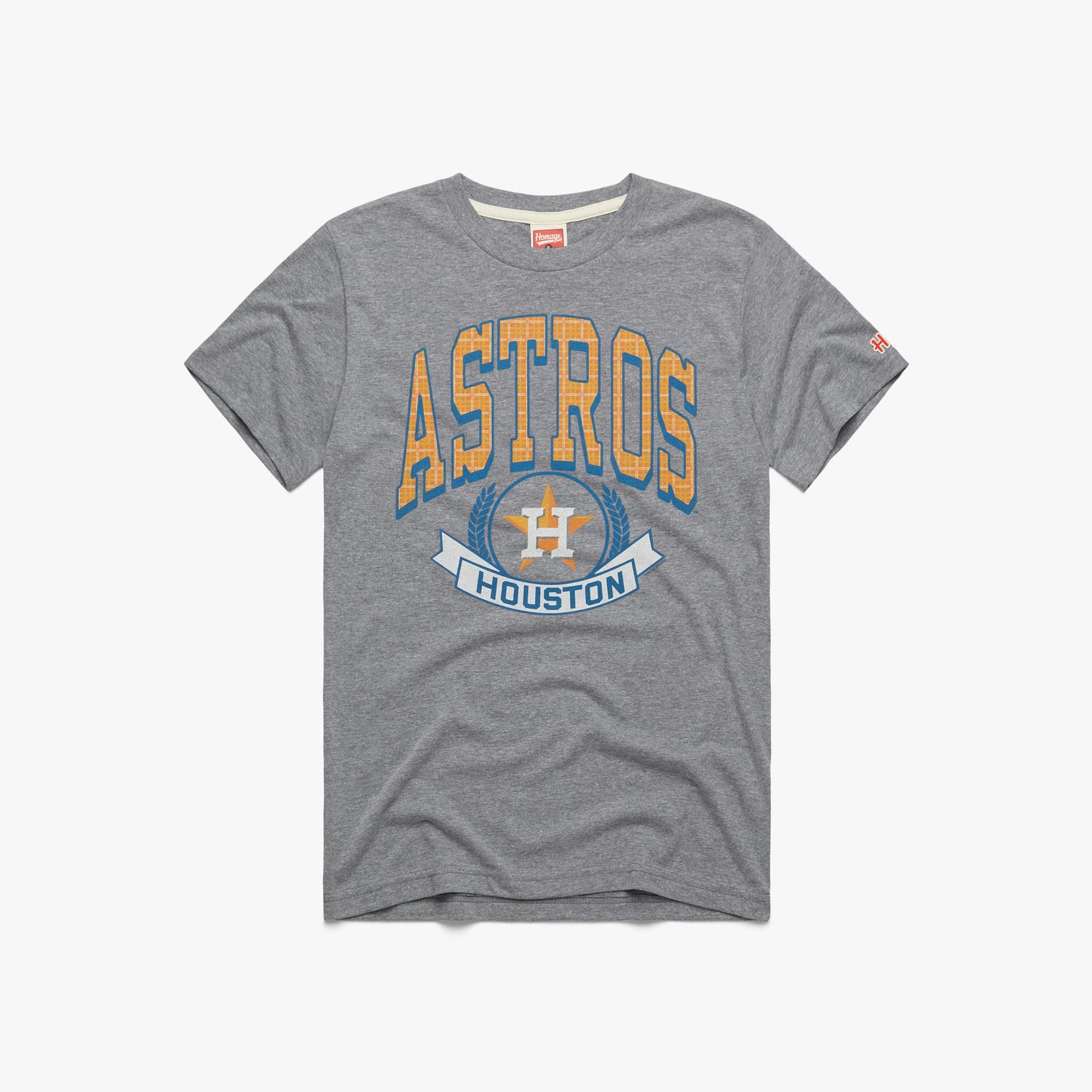 Houston Astros Plaid T-Shirt from Homage. | Grey | Vintage Apparel from Homage.