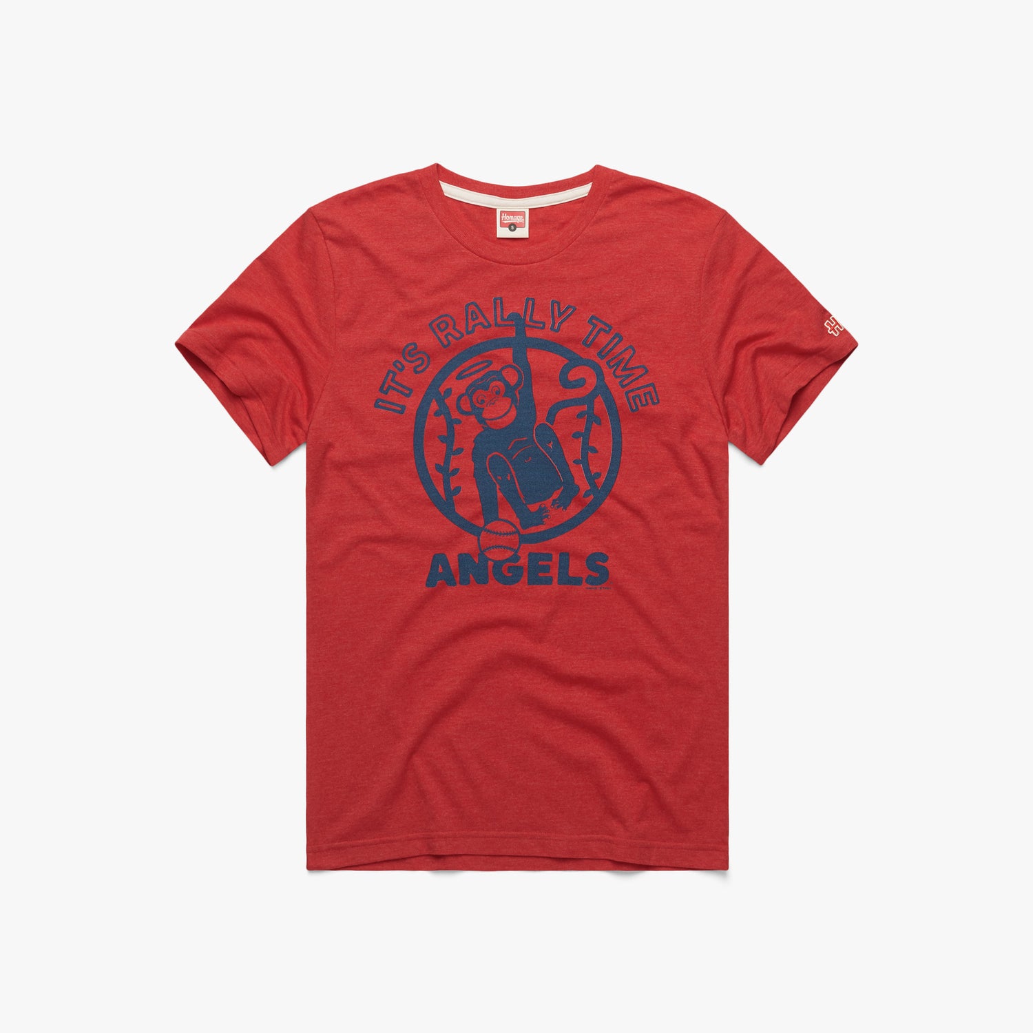 Los Angeles Angels It's Rally Time T-Shirt from Homage. | Red | Vintage Apparel from Homage.
