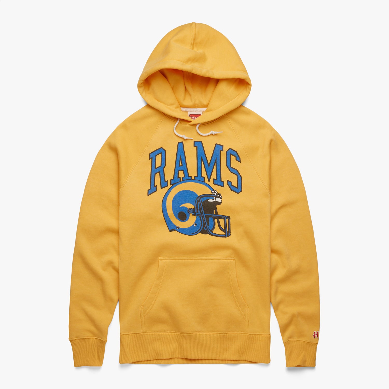 Los Angeles Rams Helmet Retro Hoodie from Homage. | Officially Licensed Vintage NFL Apparel from Homage Pro Shop.