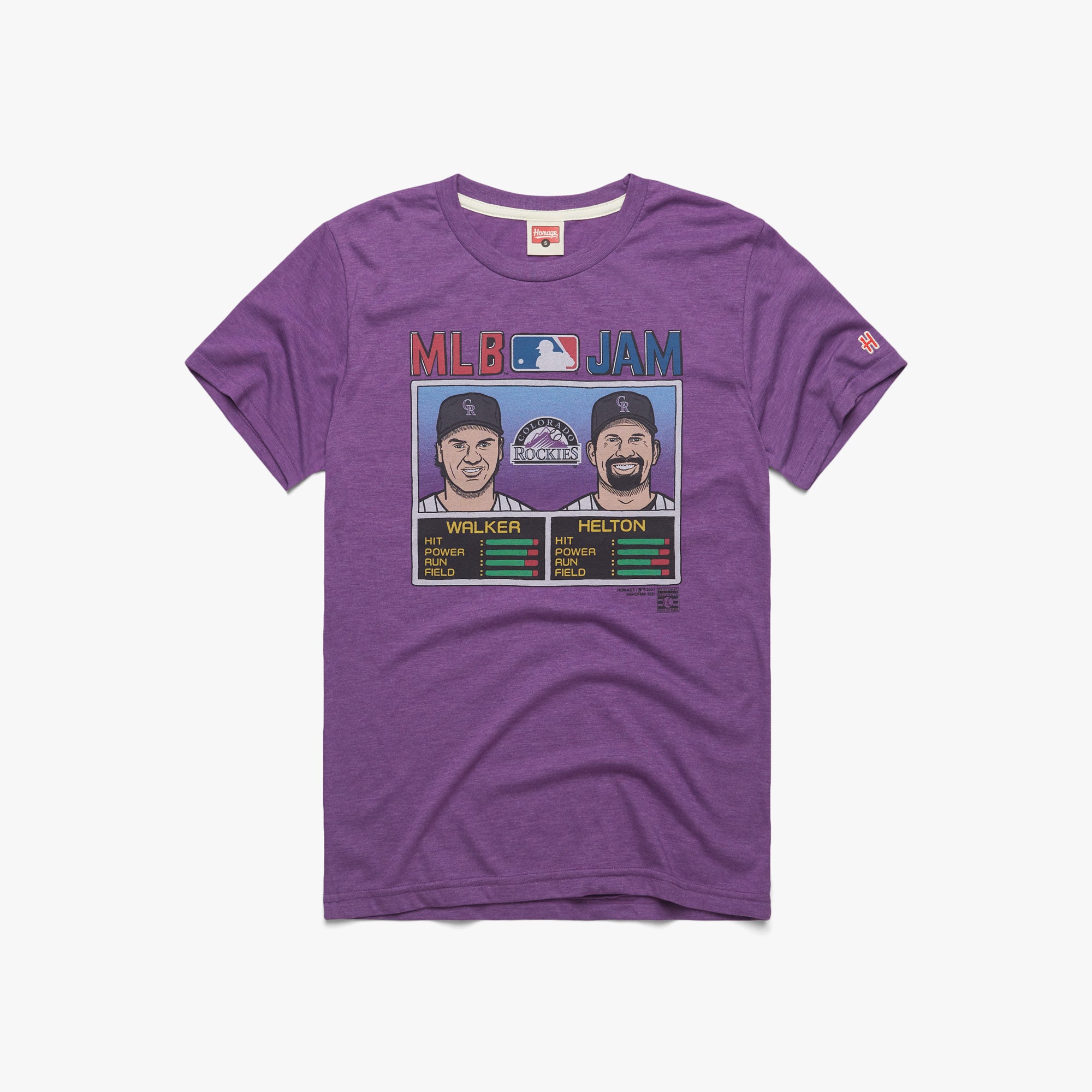 MLB Jam Rockies Walker and Helton T-Shirt from Homage. | Royal Purple | Vintage Apparel from Homage.